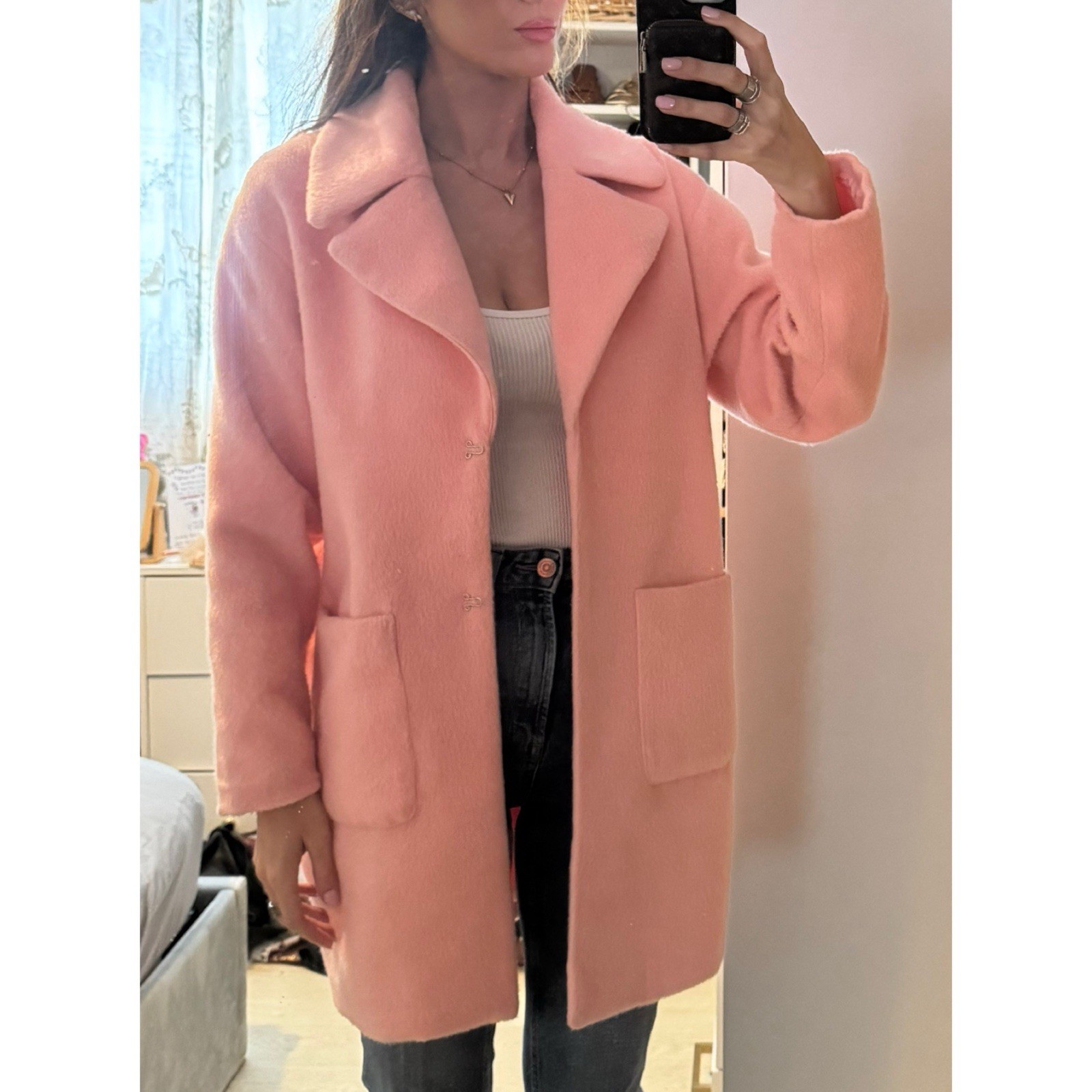 Missguided Pastel Pink Longline Coat. Size 8. Will Fit 8-10.