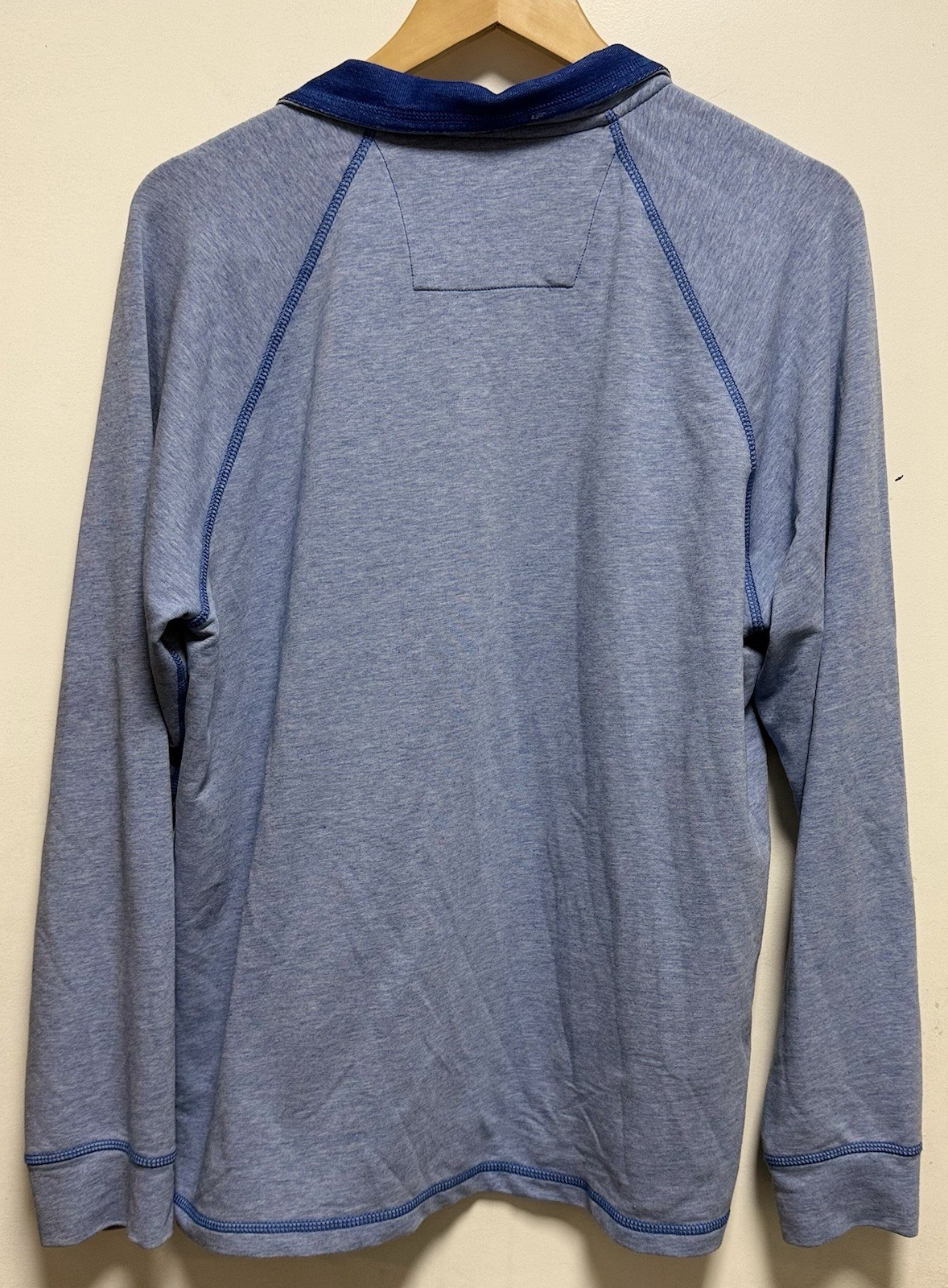 Tommy Bahama Mens Pullover Shirt M 1/4 Zip Long Sleeve Mock Collar Blue