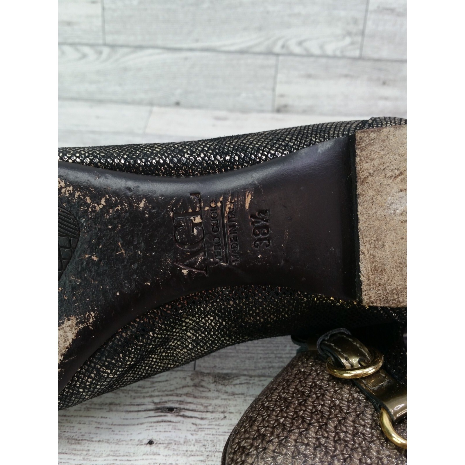 Women’s AGL Monika Flats Leather Cap Toe Flats Shoes Size 38.5 US 8.5 Shimmering