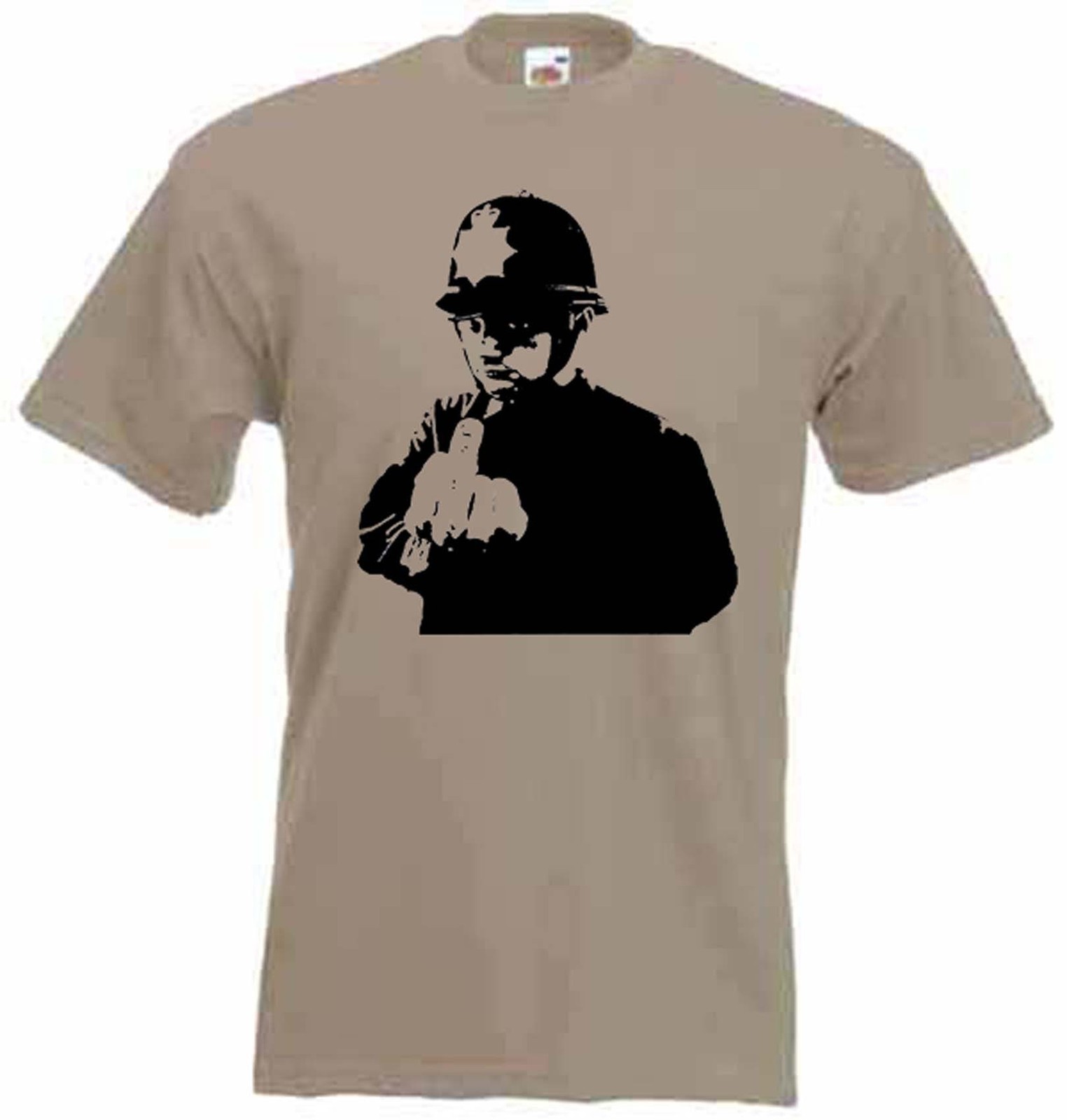 BANKSY RUDE COPPER T-SHIRT – Police Policeman Cop 2 Fingers – Choice Of Colours