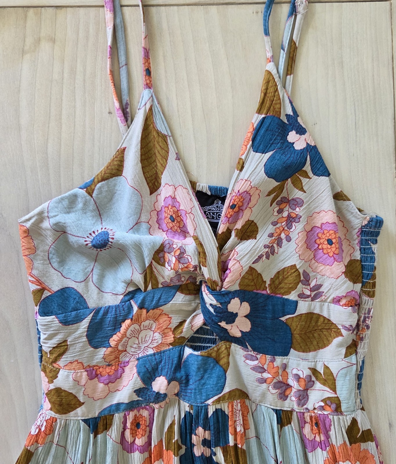 Angie Boho Floral Smocked Tiered Ruffle Mini Dress Size M Fairy Cowgirl