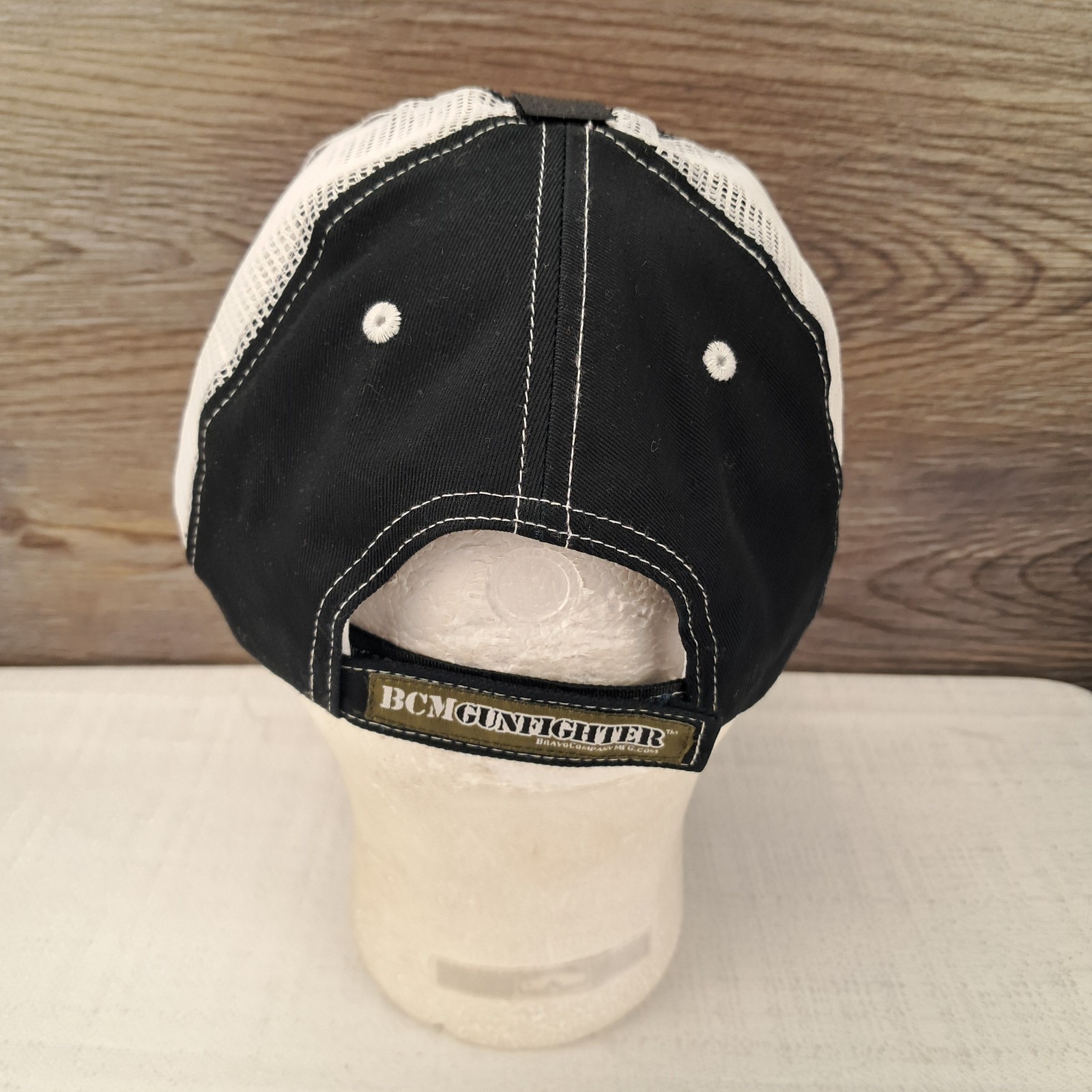 BCM Bravo Company Manufacturing Hat Cap Black White Mesh USA Strap Fighter