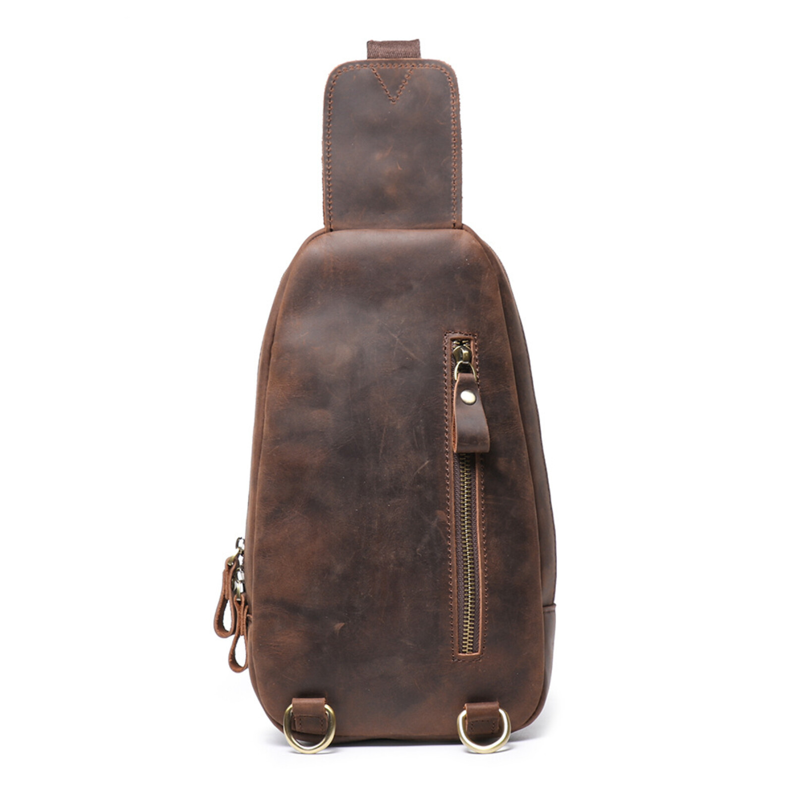 Men’s Leather Sling Bag Chest Crossbody Shoulder Pack Vintage Style Everyday Use