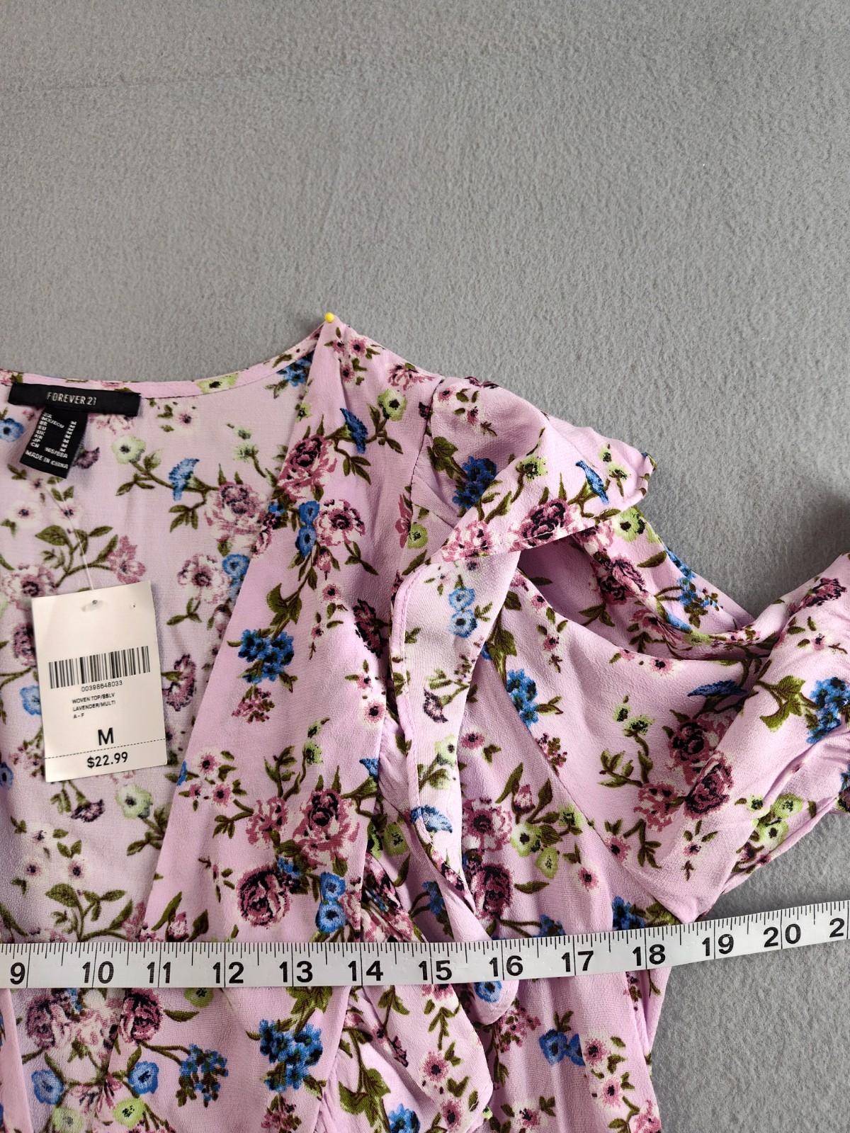 Forever 21 Women Romper M Purple Floral Ruffle Puff Sleeve V Neck Summer Casual