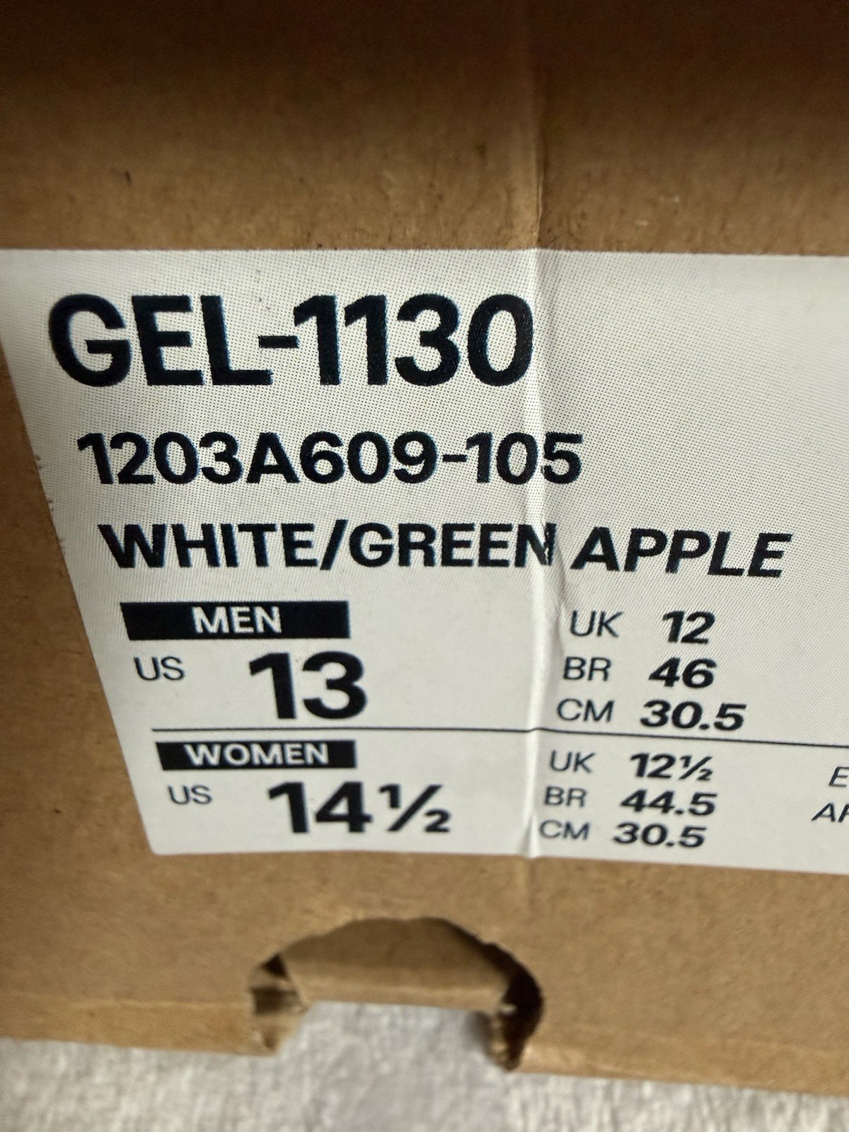 Size 13 – ASICS Gel 1130 White Green Apple