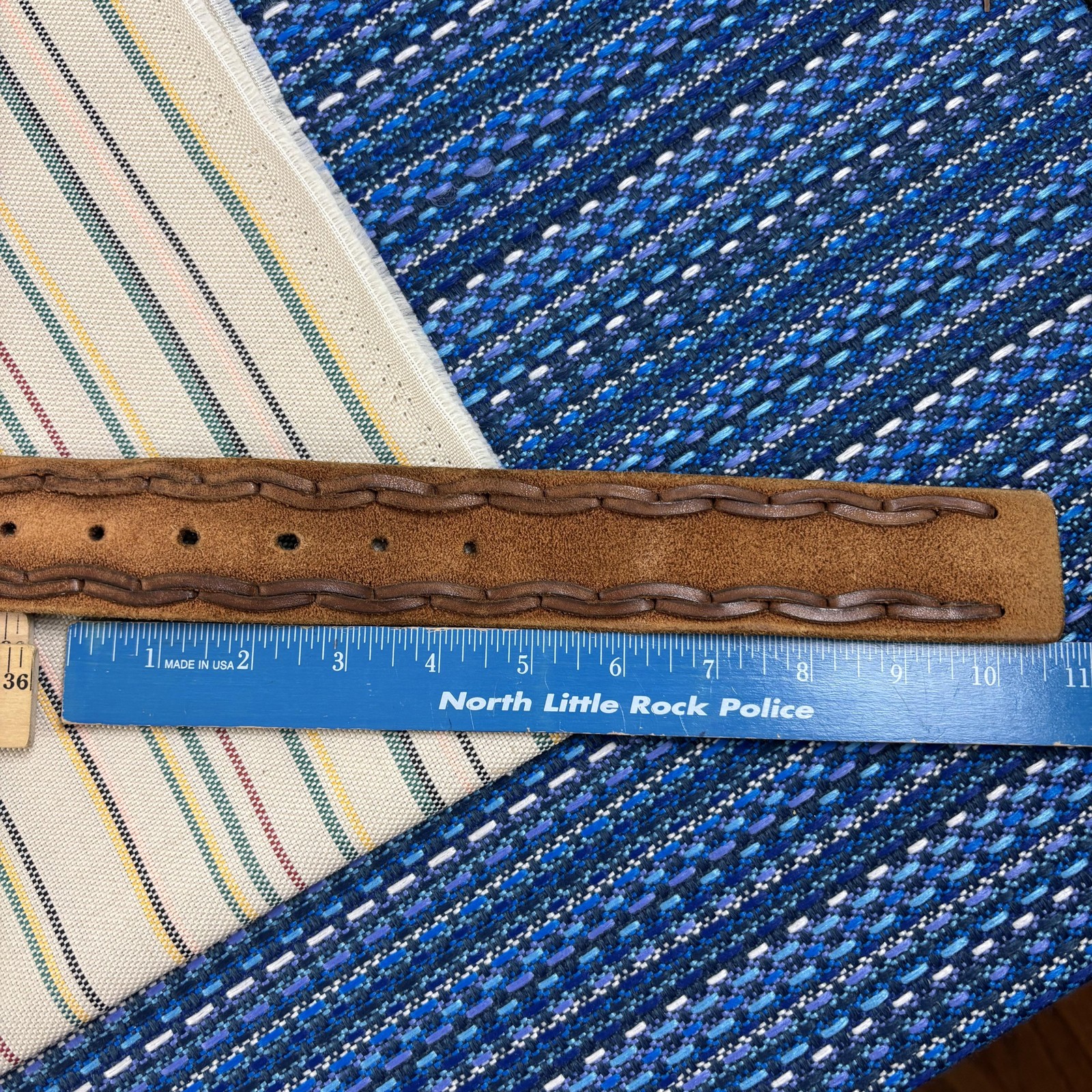Western Leather Belt Mens 32 Brown Italian Braided B Initial Silver Oval Buckle