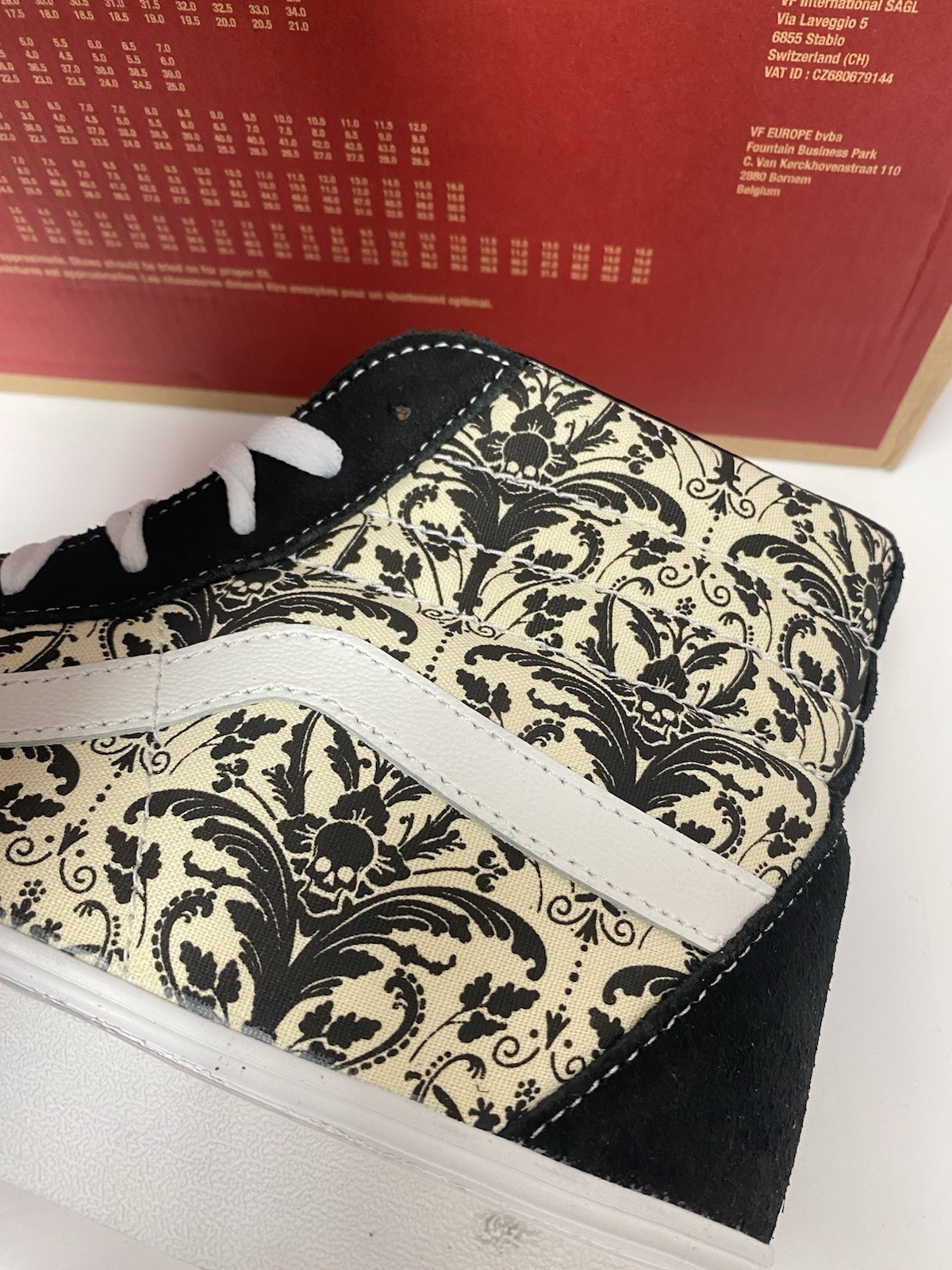 VANS M 13 SKATE Sk8 Hi Skull Tapestry Black Bone Skate Shoes New In Box !!