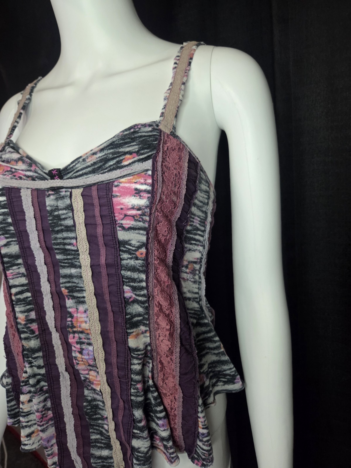 Vintage Free People Patchwork Lace Tank Top M Fairycore Whimsygoth Archival Y2K