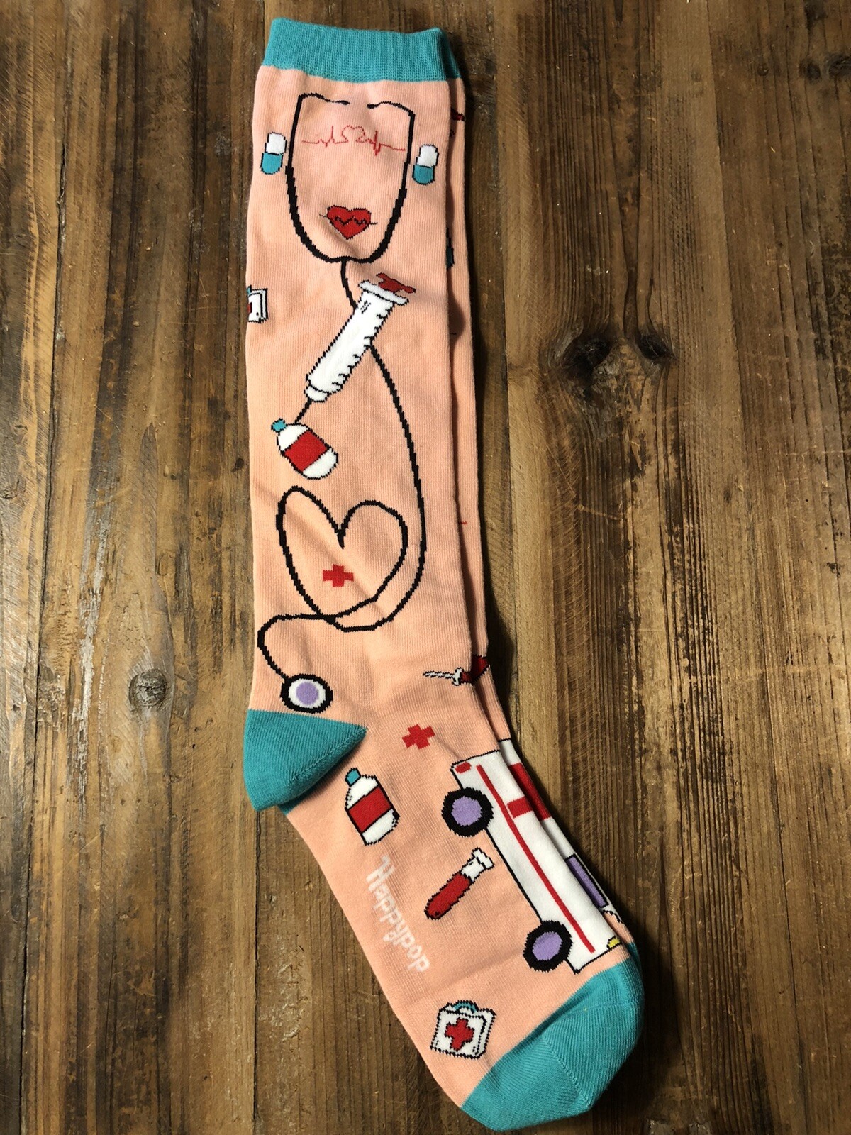ZMART Womens Socks Medical Theme Peach Colored NEW Mid Calf Socks