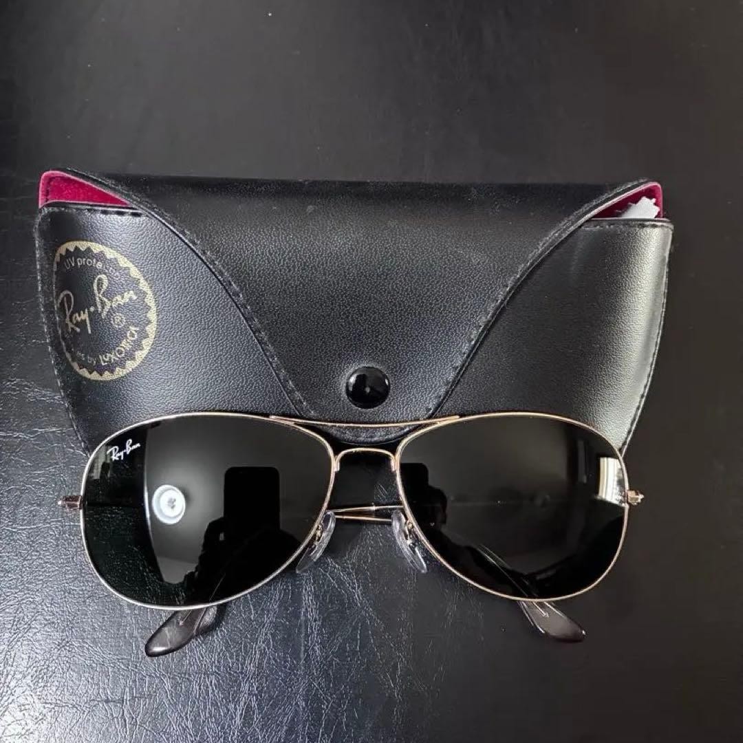 Ray-Ban RB3362 001 Cockpit Aviator Sunglasses Gold Black 59mm Case Japan