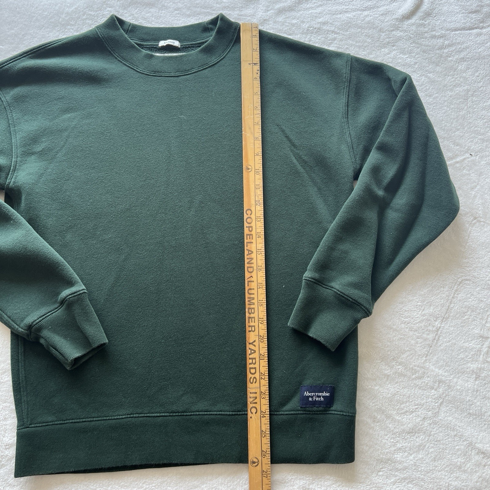 mock neck crew forest green cozy soft Abercrombie and Fitch sweatshirt classic