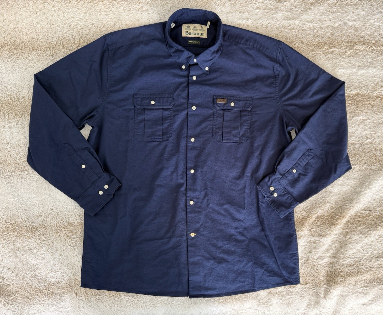 Barbour Contemporary Utility Long Sleeve Men’s Navy Blue Button Down 100% Cotton