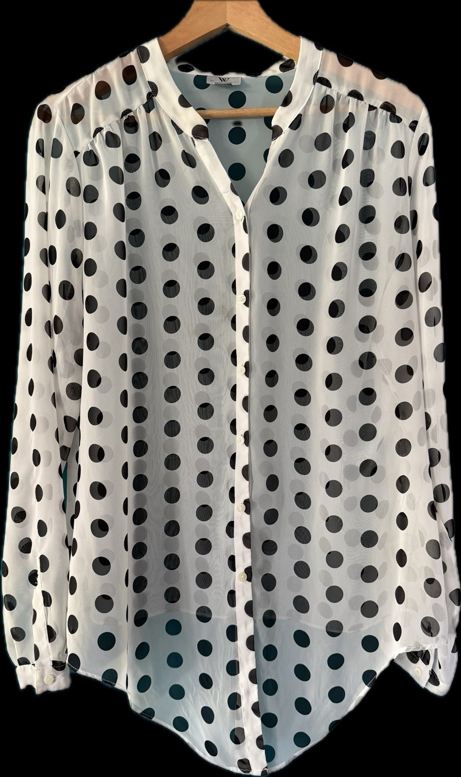Worthington Women’s White Blouse Black Polka Dots Size Large