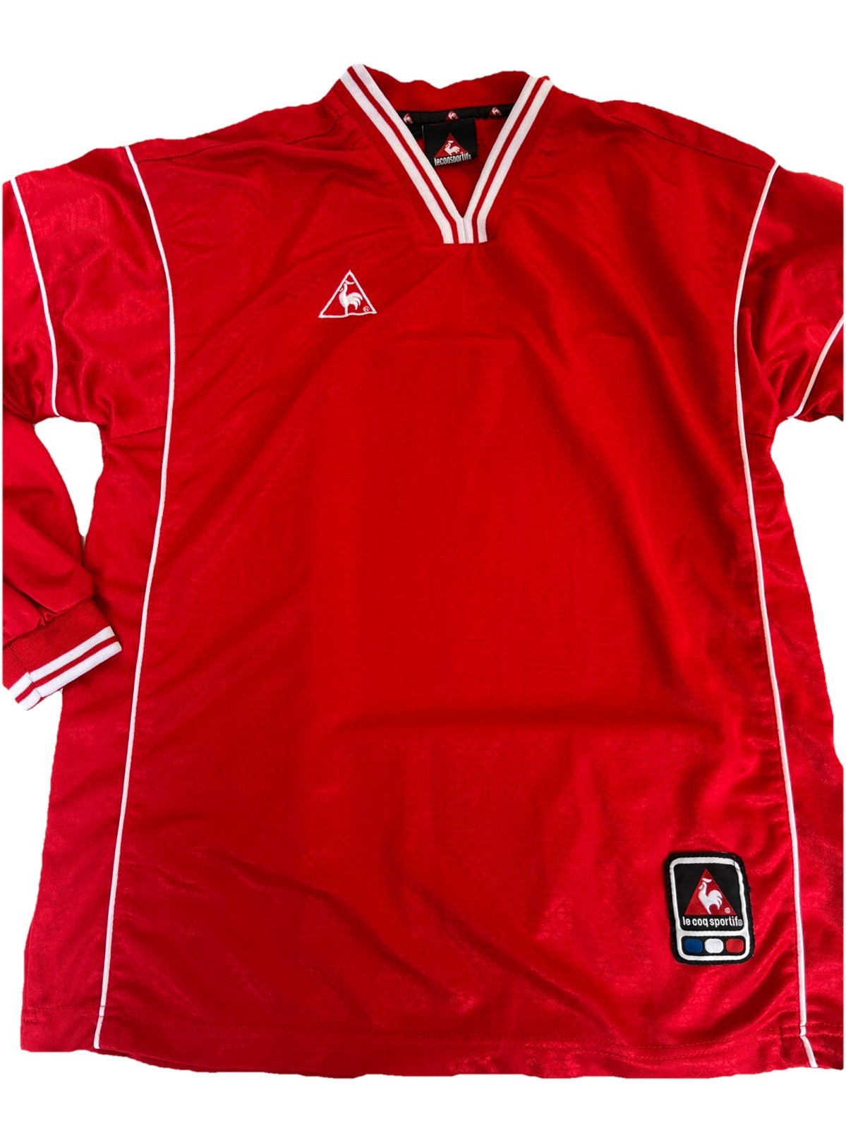 VTG 90s Le Coq Sportif Long Sleeve Jersey Red Shirt Mens Sz M