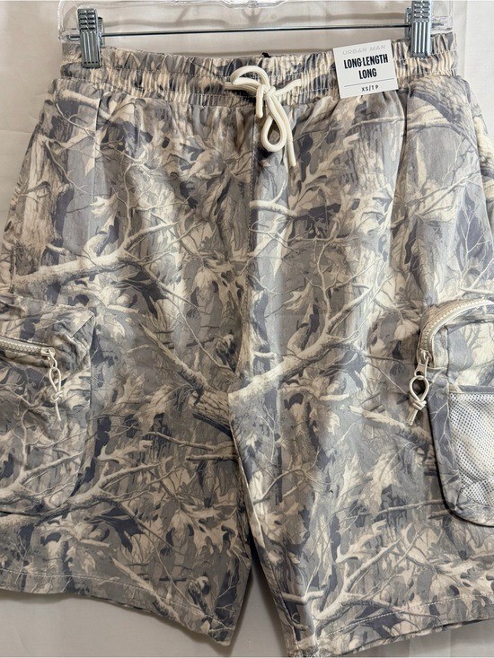 Urban Man Long Length Elastic Waist with Drawstring Camo Cargo Shorts XS thru XL