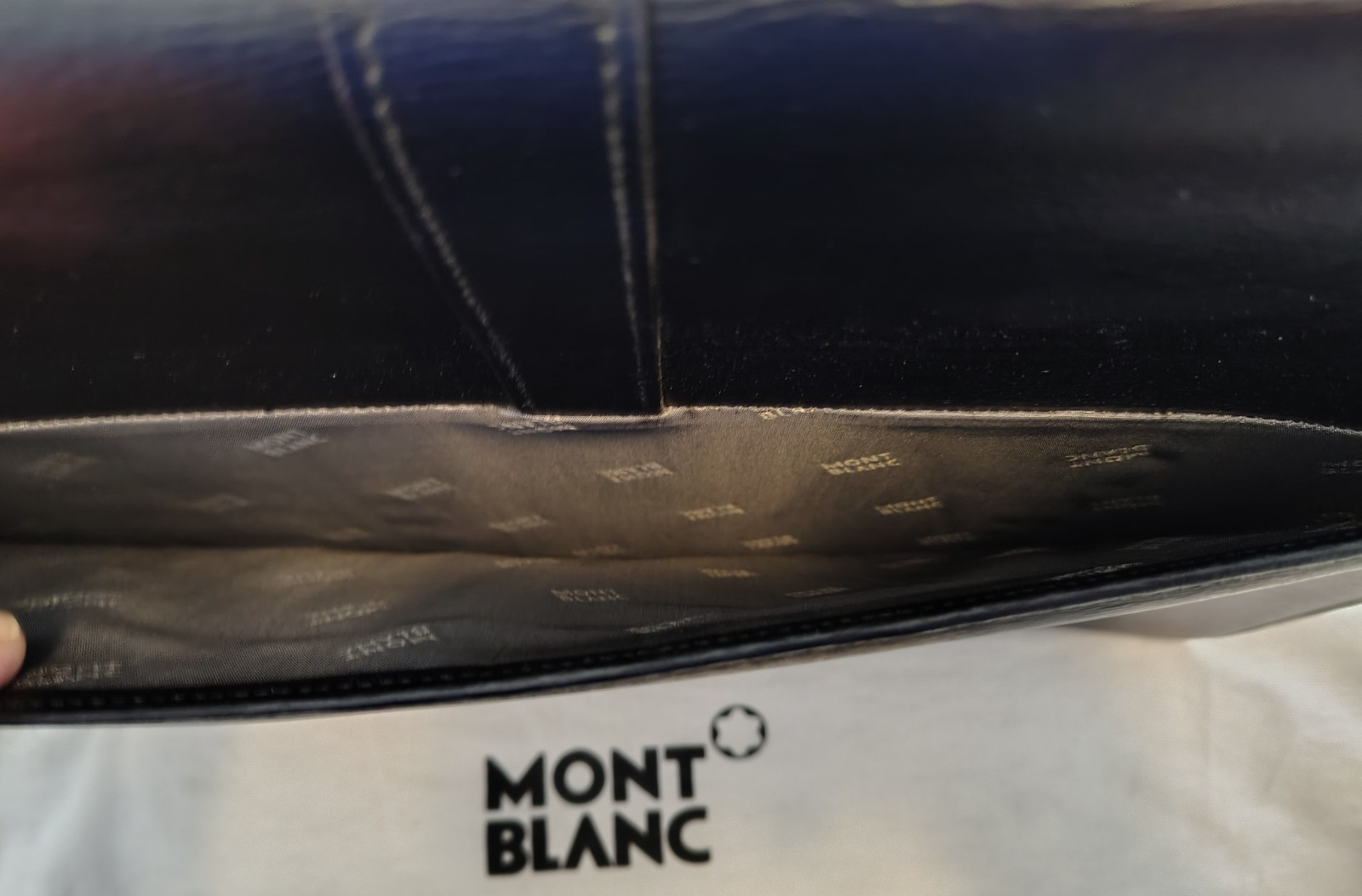 Montblanc leather briefcase w strap 16 1/2″x12″x4″ NOS SALE-closing in 10 days