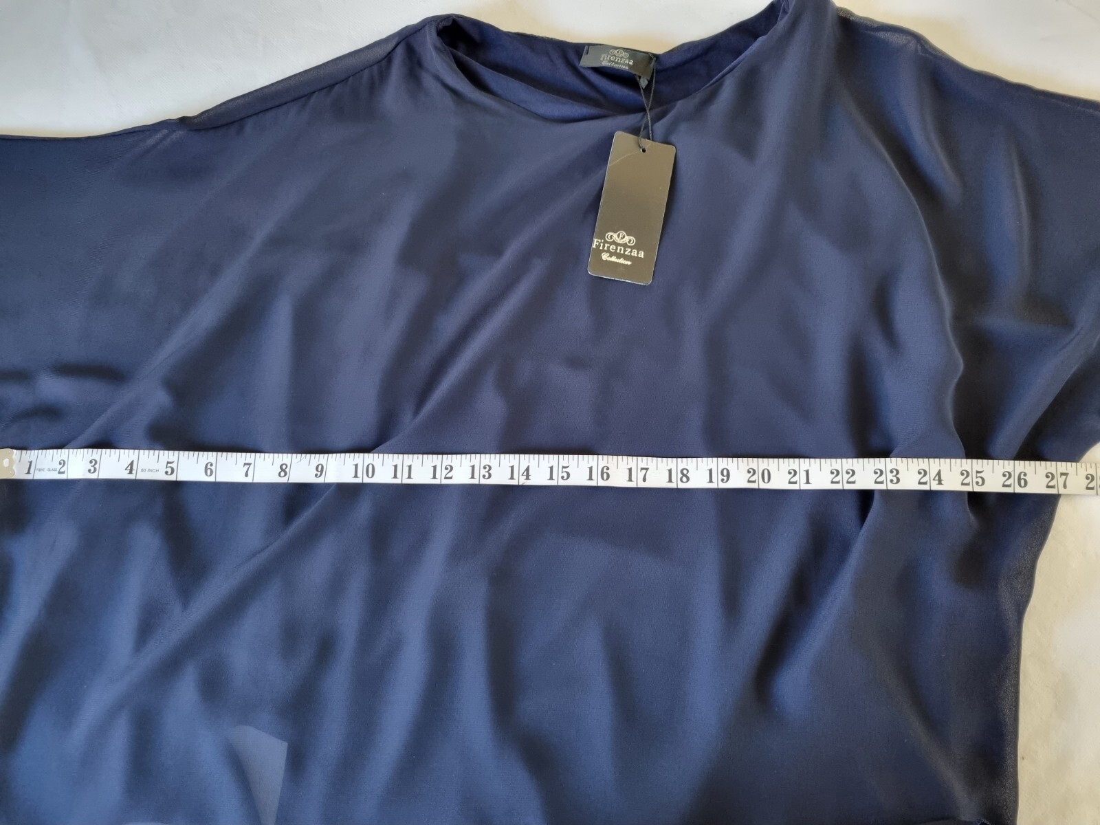 Firenzaa Top Navy UkS Soft Jersey &chiffon Layered Bnwt Holiday Cruise Evening