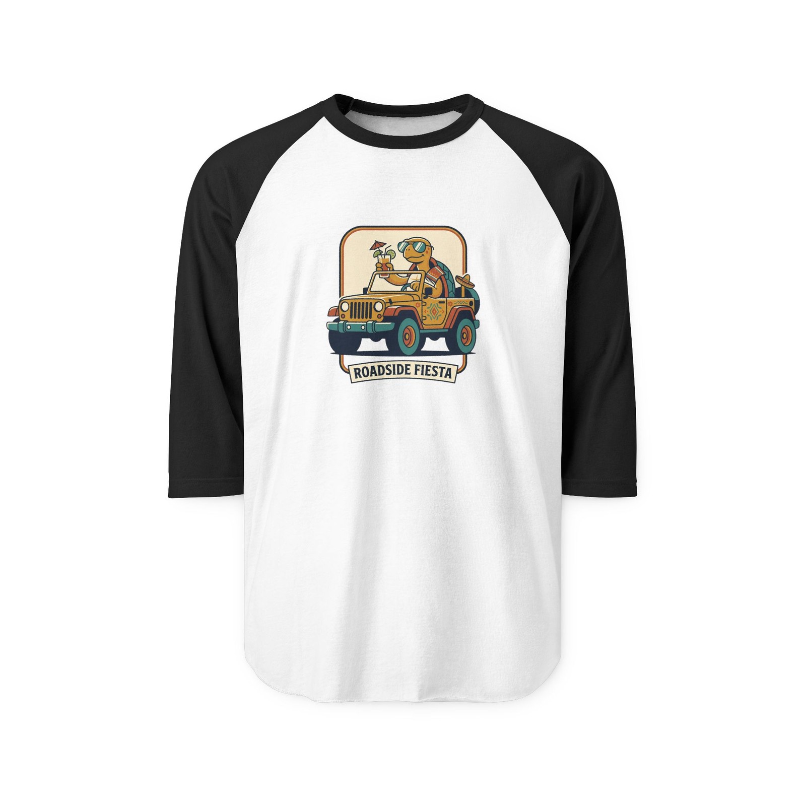 Turtle Chillin In a Jeep Unisex Three-Quarter Sleeve Raglan Shirt