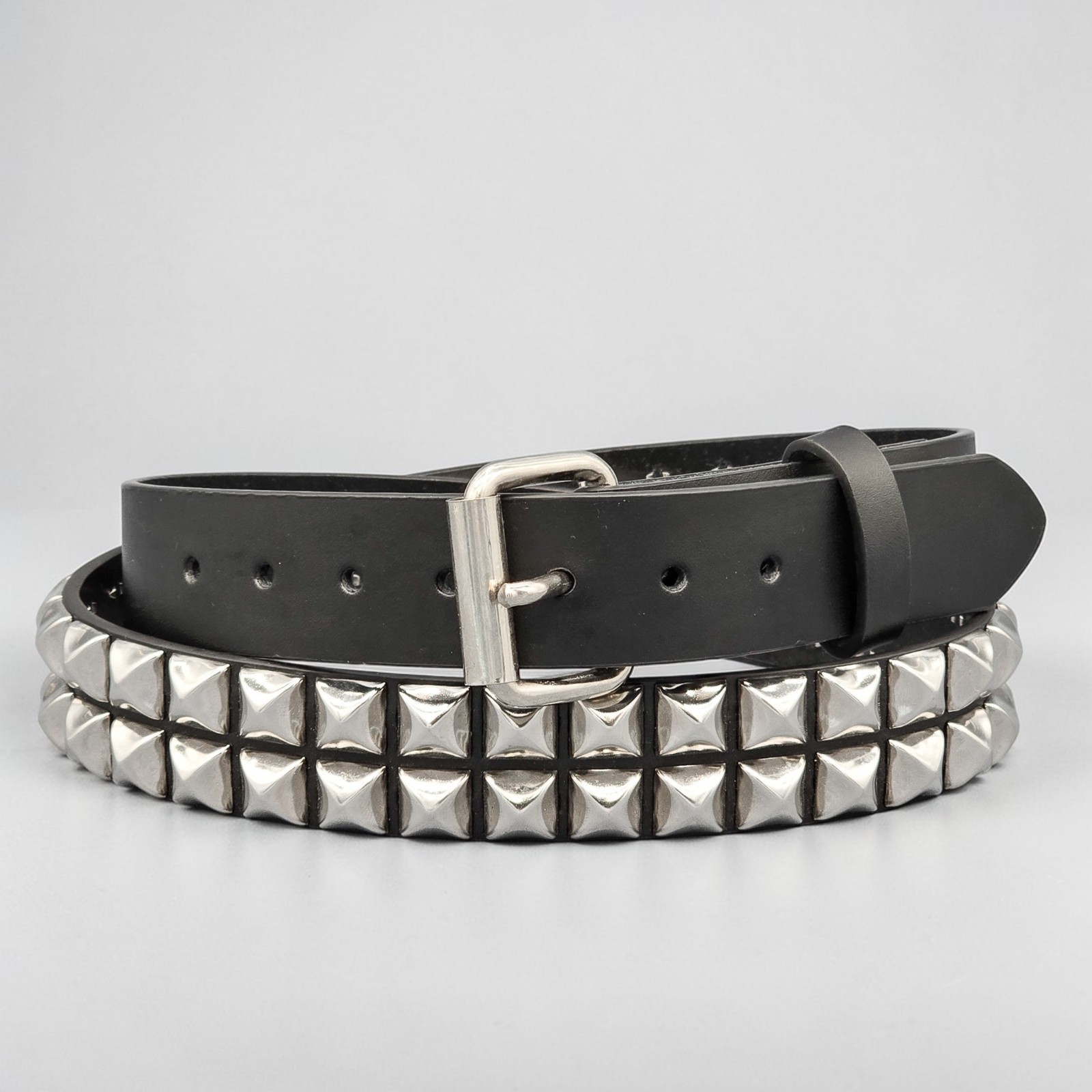 Funk Plus USA Two Row Pyramid Stud Belt Leather Funk Logo Punk Goth Rock