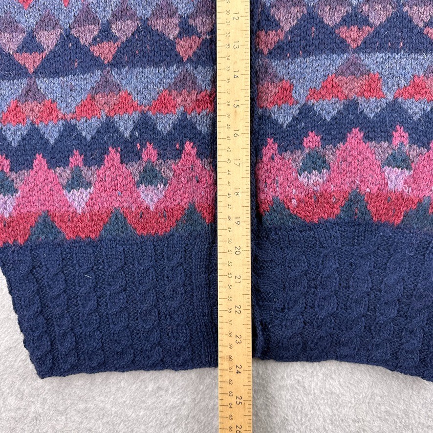 100% Alpaca Wool Cardigan Sweater By Casa M Womens Colorful Thick Warm