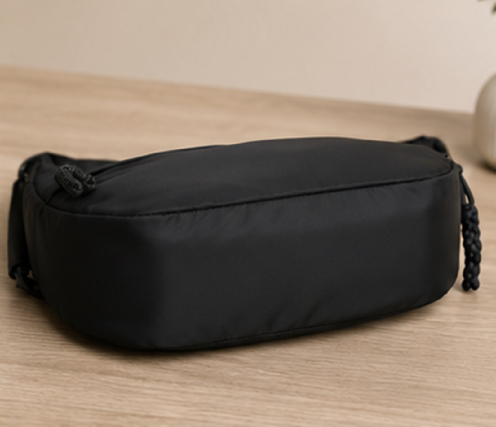 Black Minimalist Bag, Neutral Half Moon Shoulder Bag