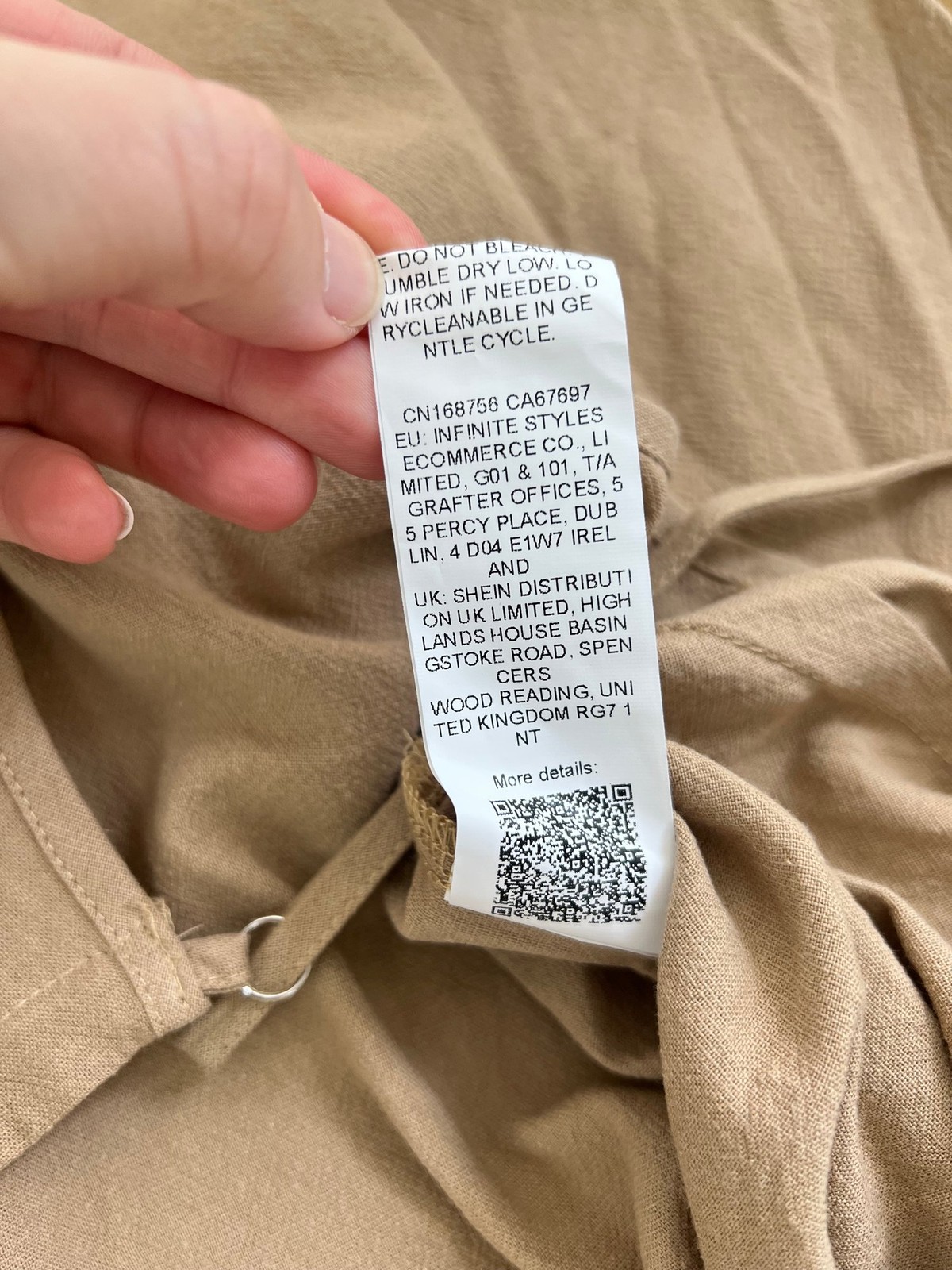 No Brand Natural Beige Crepe Feel Jumpsuit Pockets Lagenlook 2218 Size XL