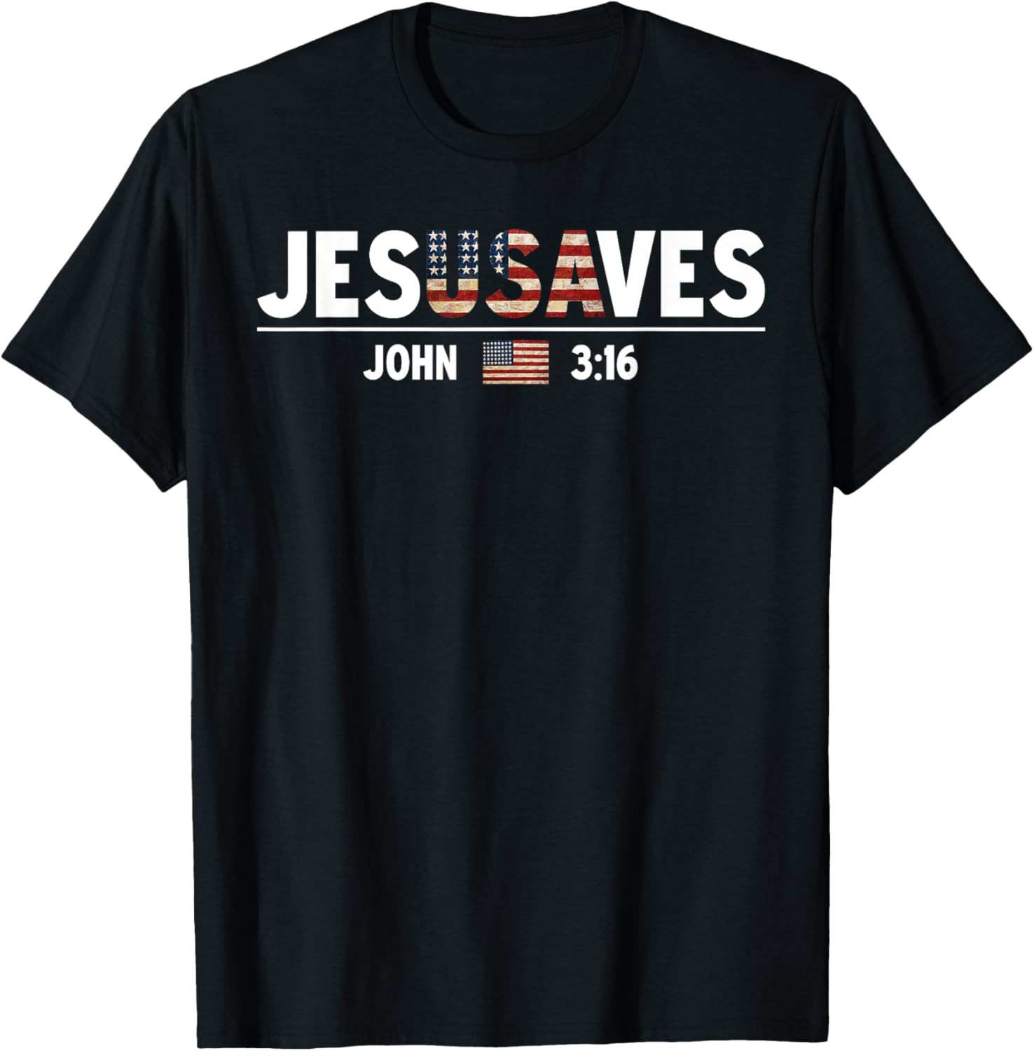 Jesus Saves JesUSAves USA American Flag Patriotic Christian T Shirt