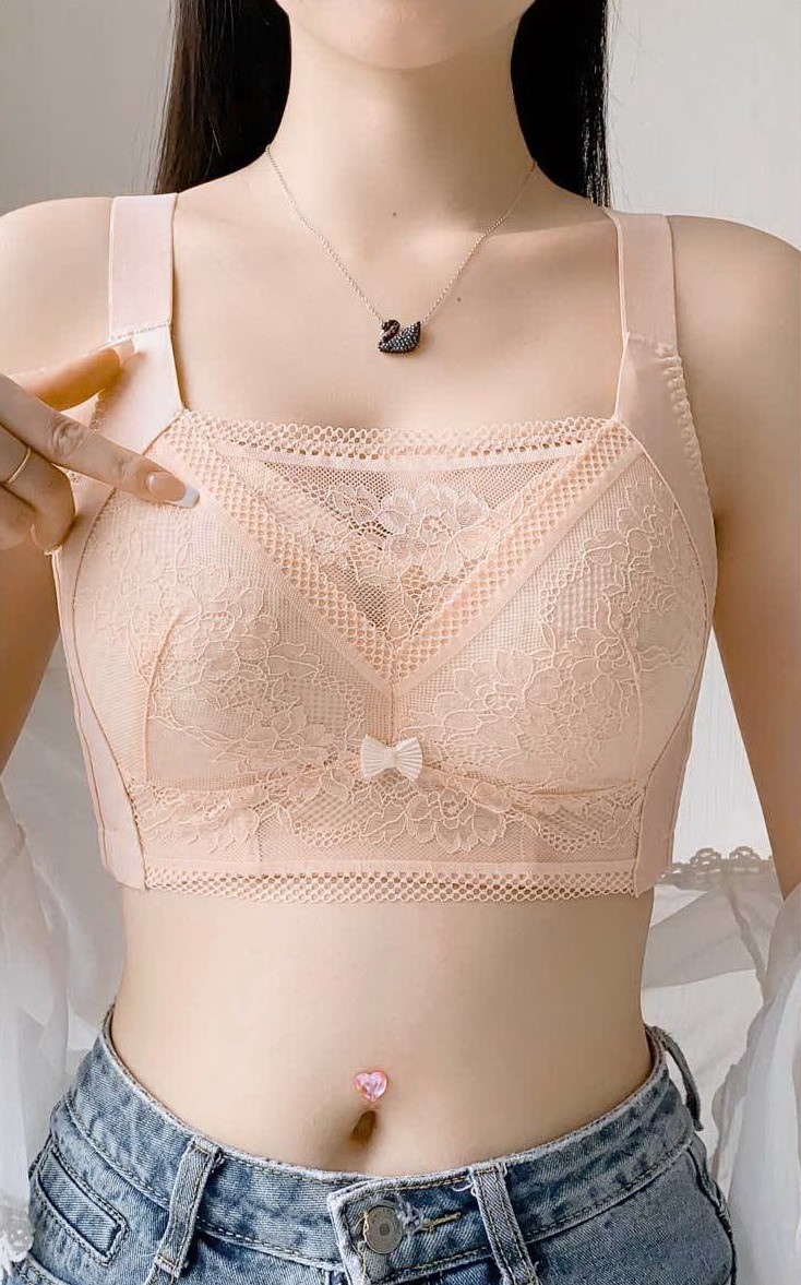 Women Bras Full coverage Wireless Floral thin Push up Plus Size Underwear 33571