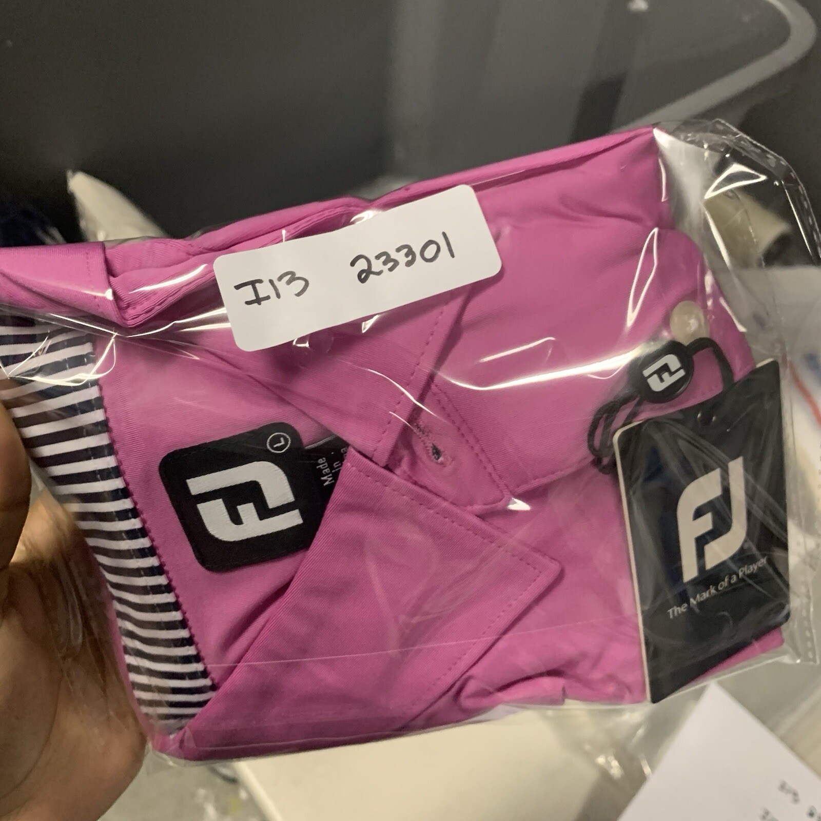 NEW FootJoy Solid Lisle Self Collar Polo Men Large Large Pink Short Sleeve NWT