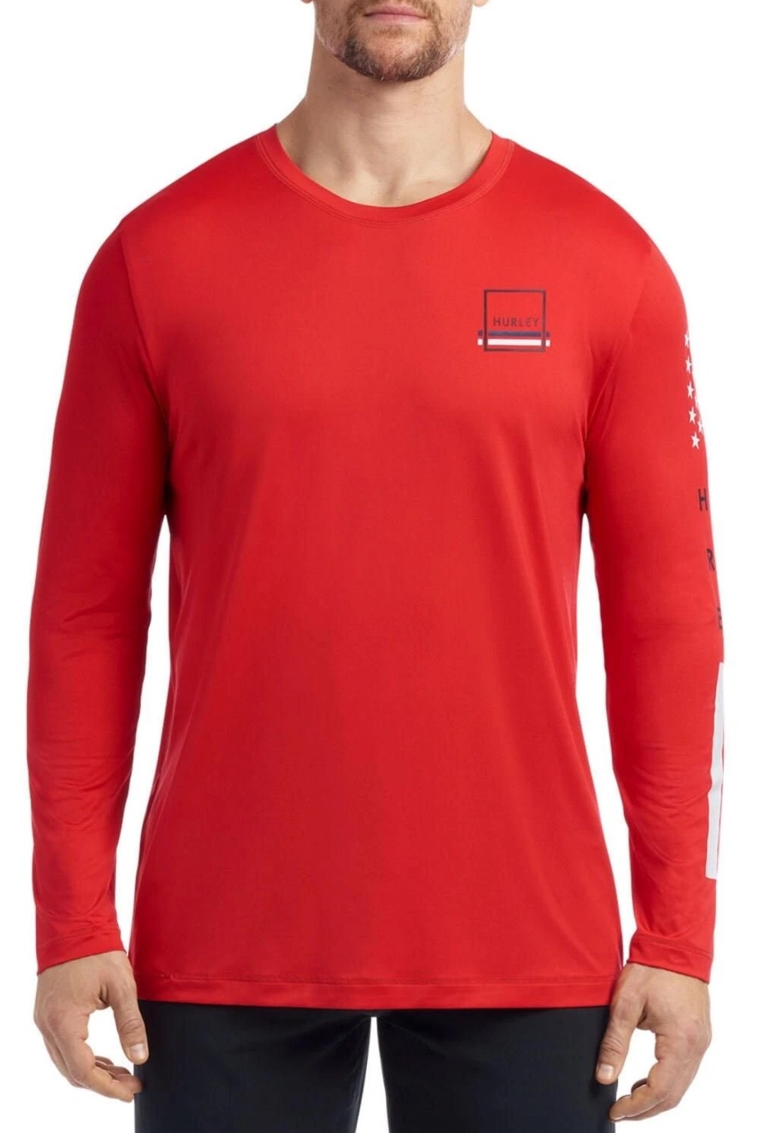 Hurley Long Sleeve Moisture Wicking Graphic Rash Guard Shirt Mens XXL Red NEW