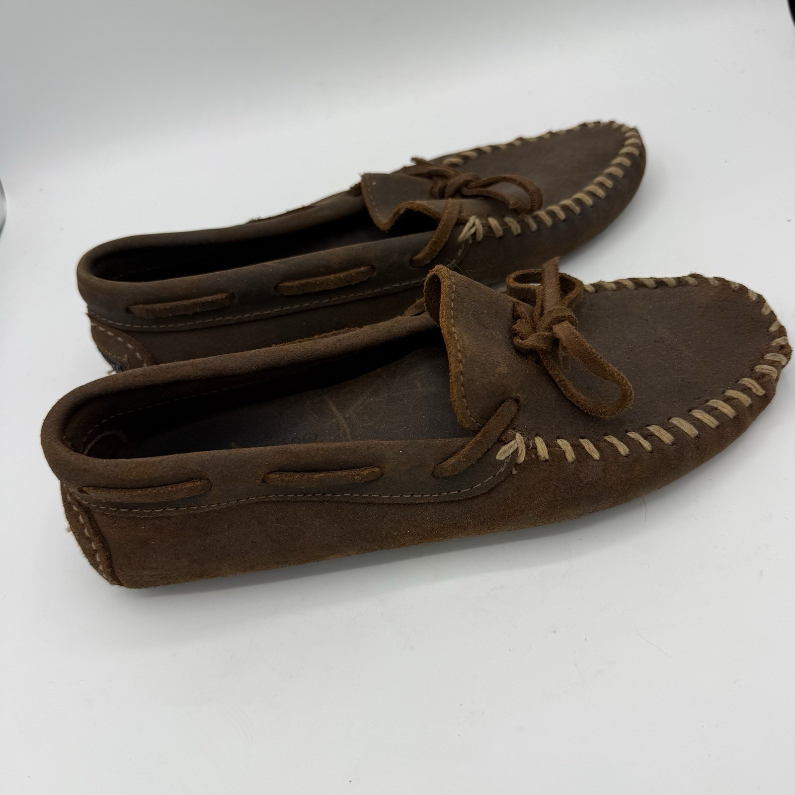 Minnetonka Leather Driving Moccasins Brown Loafers Slip On Size 8 Men 10 Women
