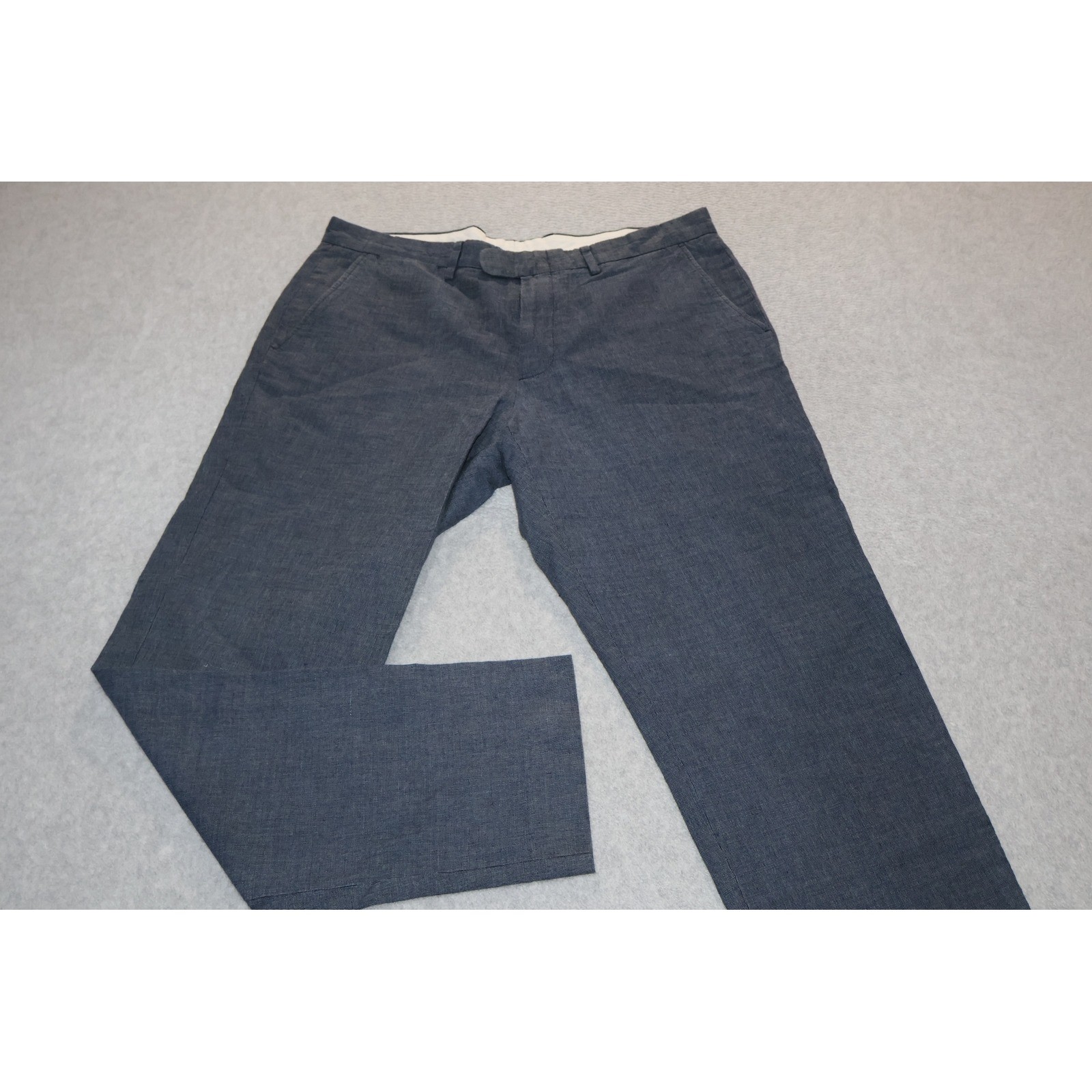 J.Crew Bowery Slim Pants Mens 32×29 Blue Linen Cotton Dress Trousers FLAT