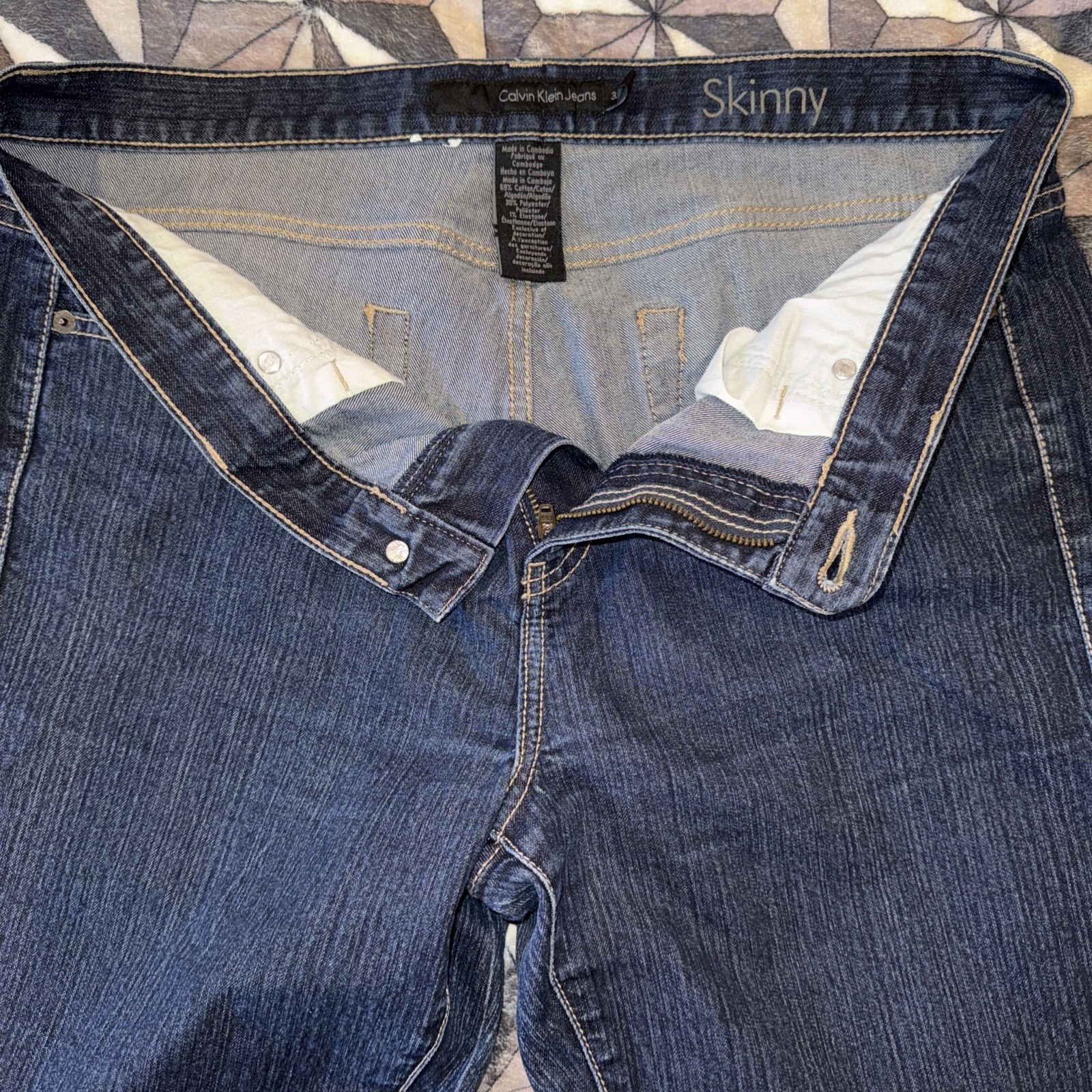 Calvin Klein Denim Jeans Womens Sz 32/14 30” Inseam Dark Wash Mid Rise Skinny