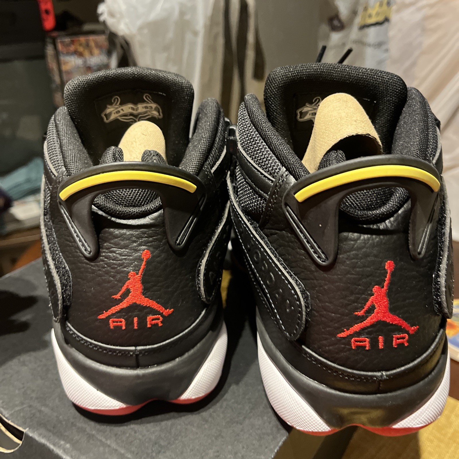NIKE JORDAN 6 RINGS “PLAYOFFS” BLACK-UNIVERSITY RED-WHITE SZ 10.5 [322992-063 CL