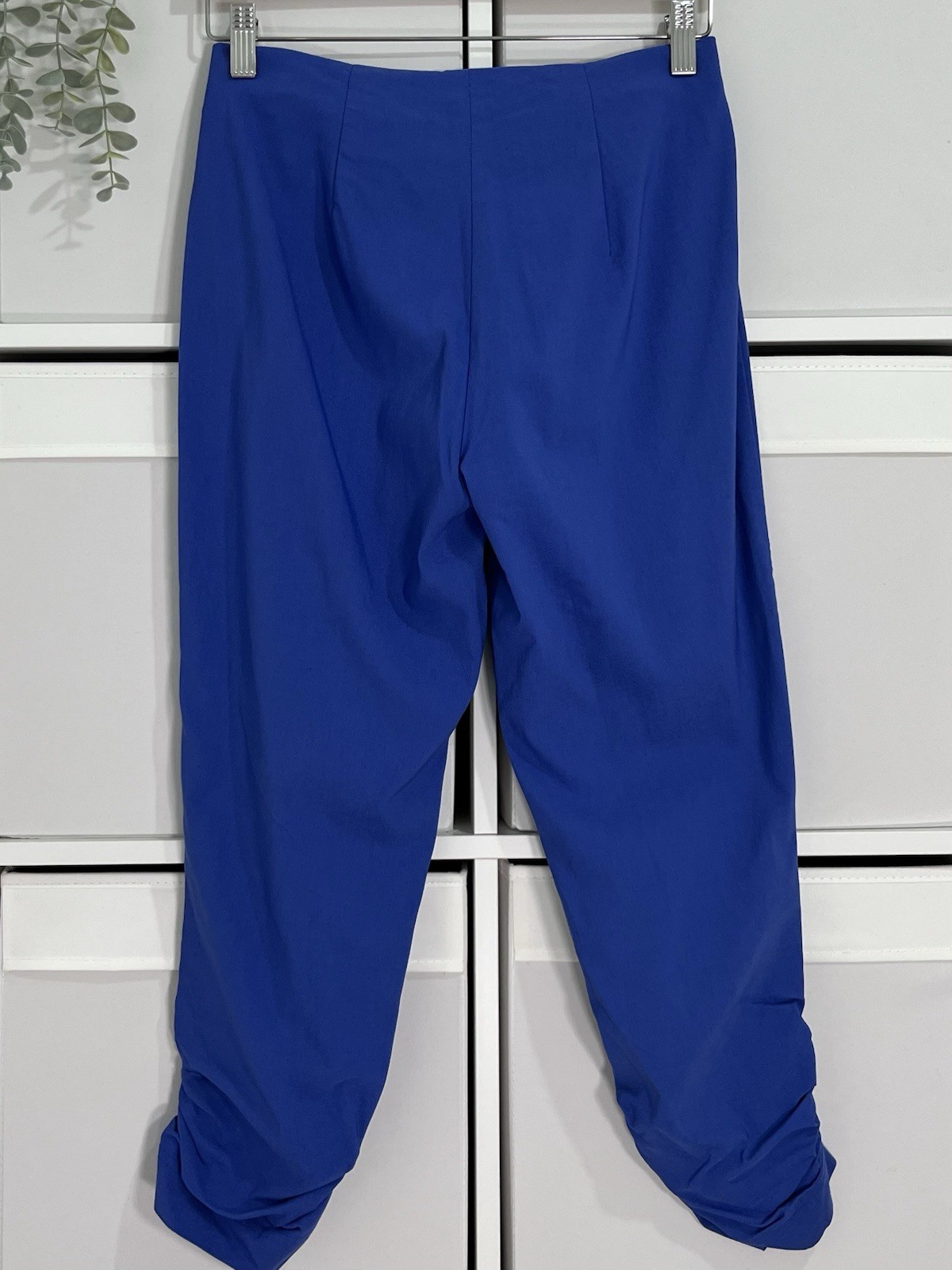 Robell Susan 07 Ruched Trousers Size 8 Blue Pull On Elastic Waist W27 L21