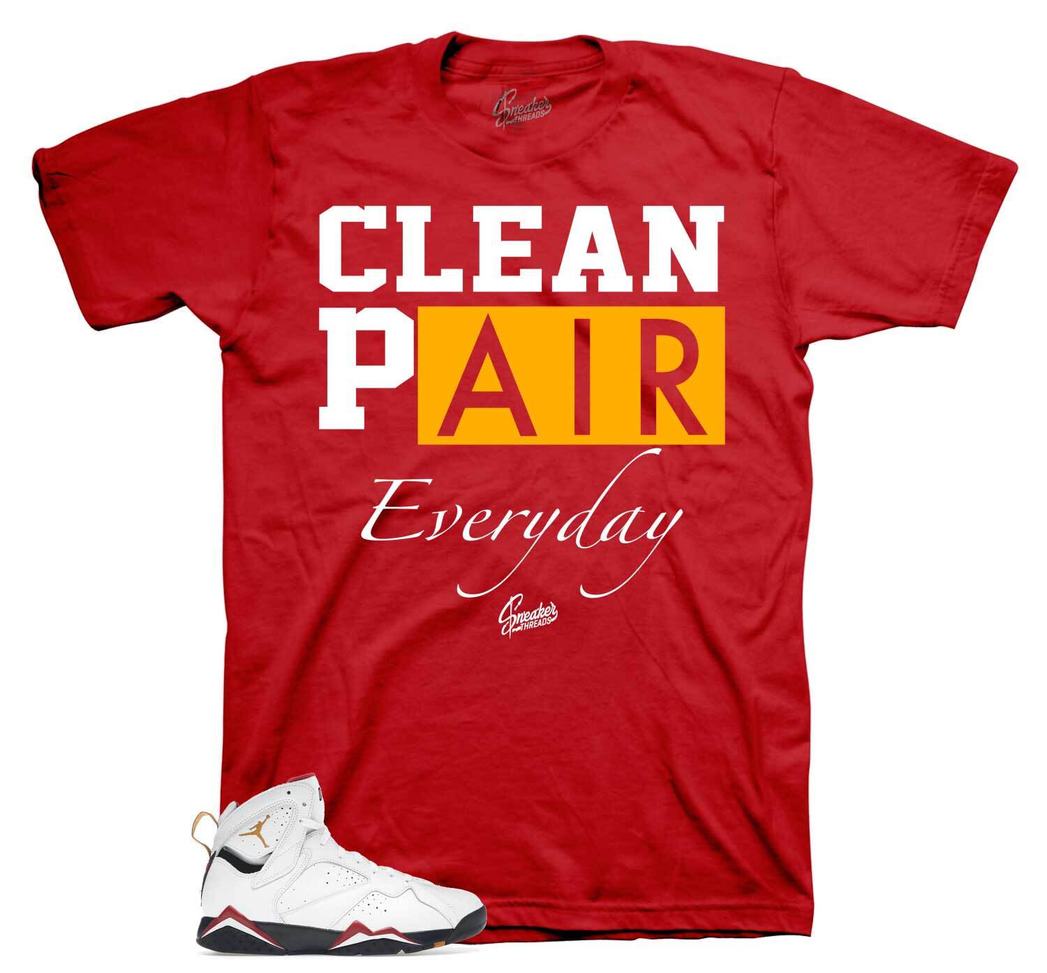 Shirt To Match Jordan 7 Cardinal Red Retro 7s Shoes – Clean Pair Sneaker Tee