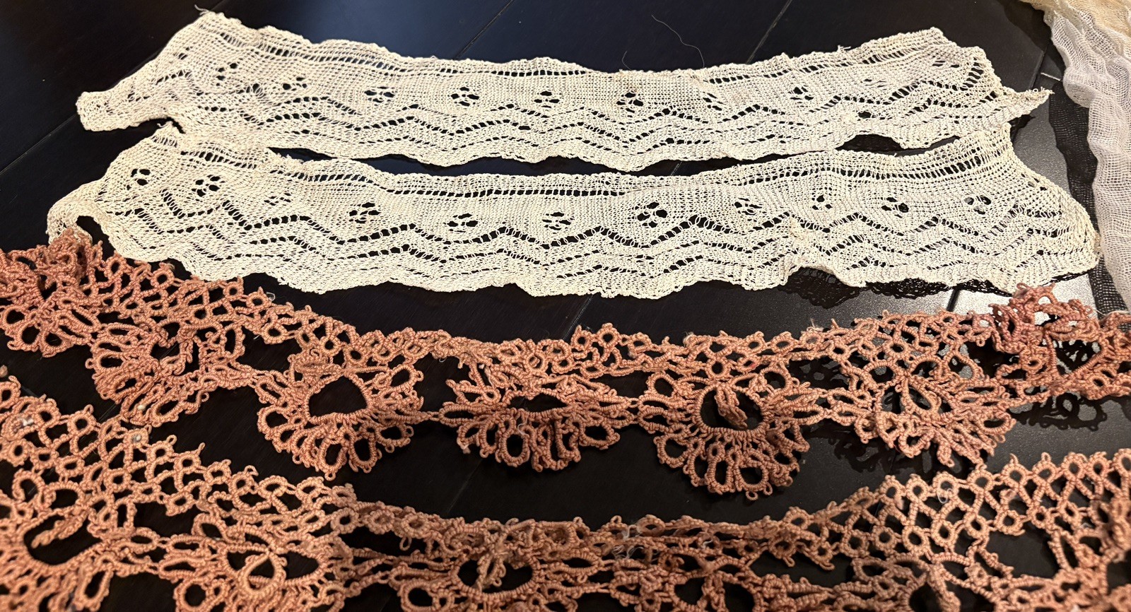 Vintage Hand Tatted Lace Trim Lot Handmade Crochet Sewing Ephemera Estate