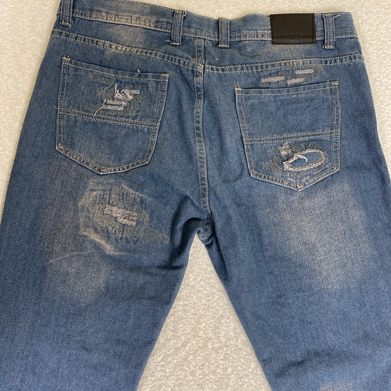 VTG. 90’s PHAT FARM Distressed Jeans Mens 38×30 Street Wear Grunge Hip Hop