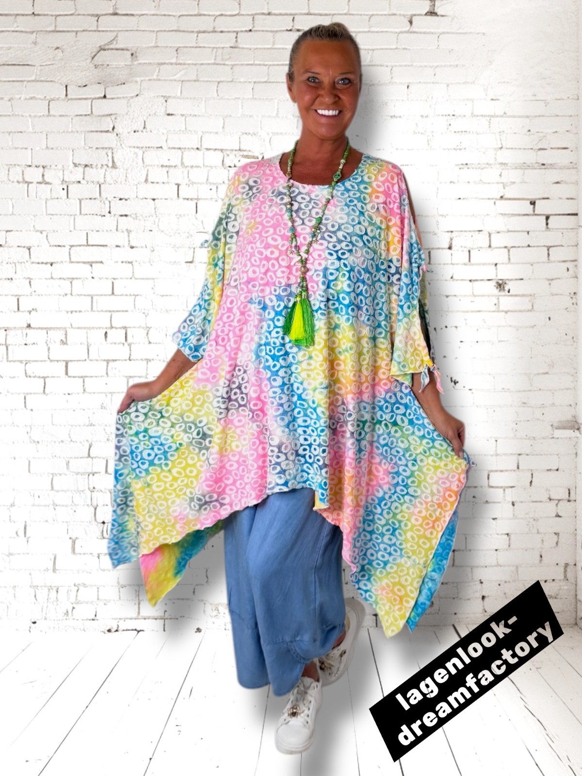Lagenlook A Line Tunic Shirt Off Shoulder Jacquard Jersey 44-46-48-50-52-54