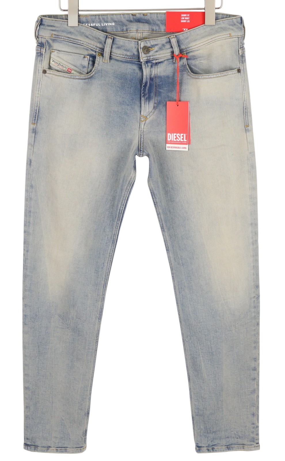 DIESEL 1979 Sleenker 09H75 Men Jeans W32/L30 Skinny Low Blue Washed RRP295