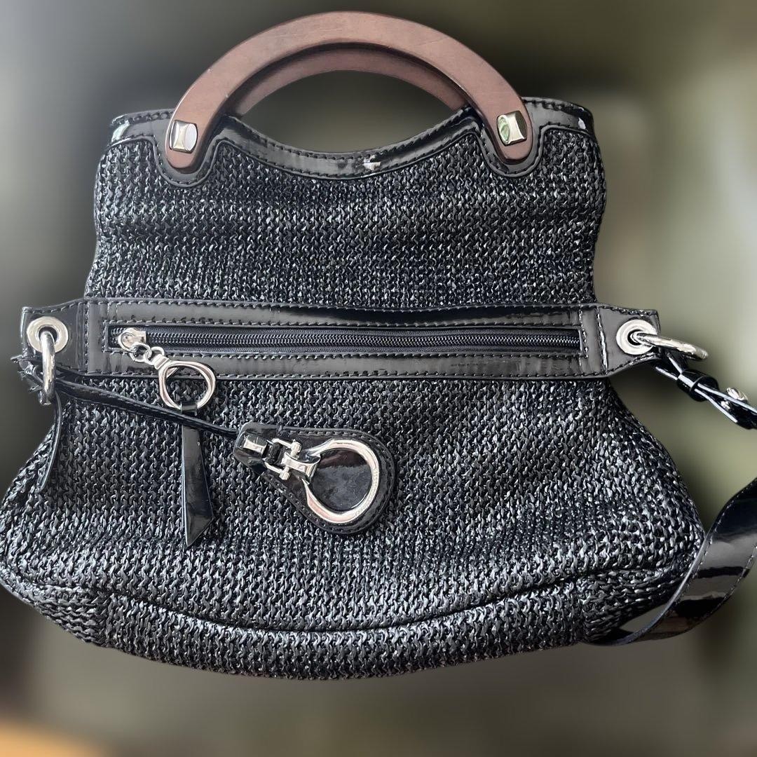 FRANCESCO BIASIA Black Patent Mesh 2WAY Bag
