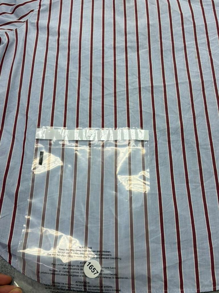 Frank & Eileen Button Down Shirt Men’s Large Blue Red Striped Woven in Italy