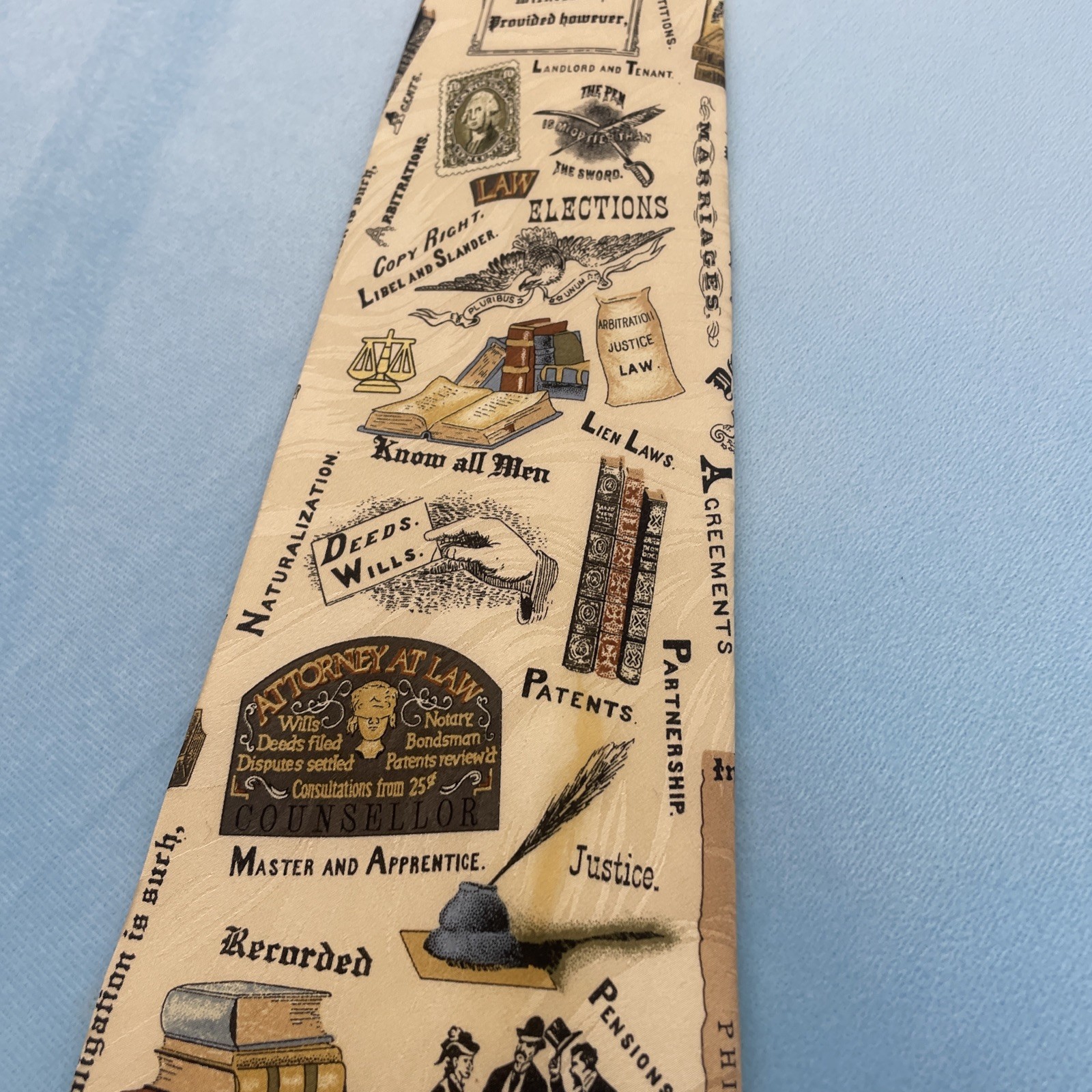 Museum Artifacts Hand Made Silk Tie Business Law Judge Artifact History 4″ 57″