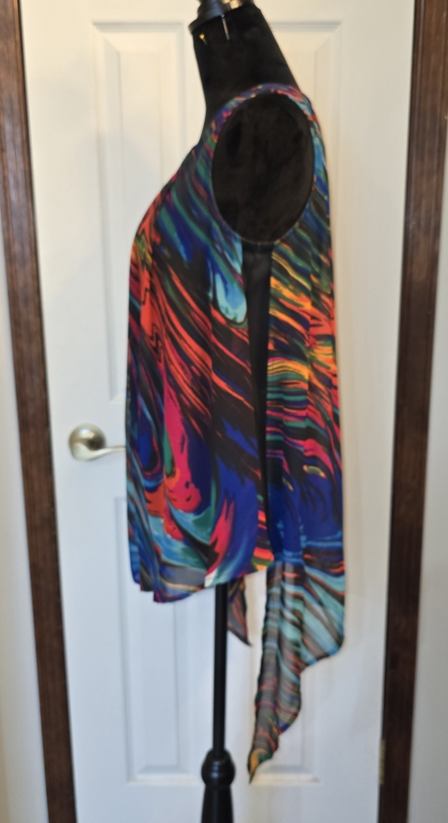 ​Cocomo Tunic Top Womens Medium M Multi Color Abstract Marble Chiffon Sharkbite