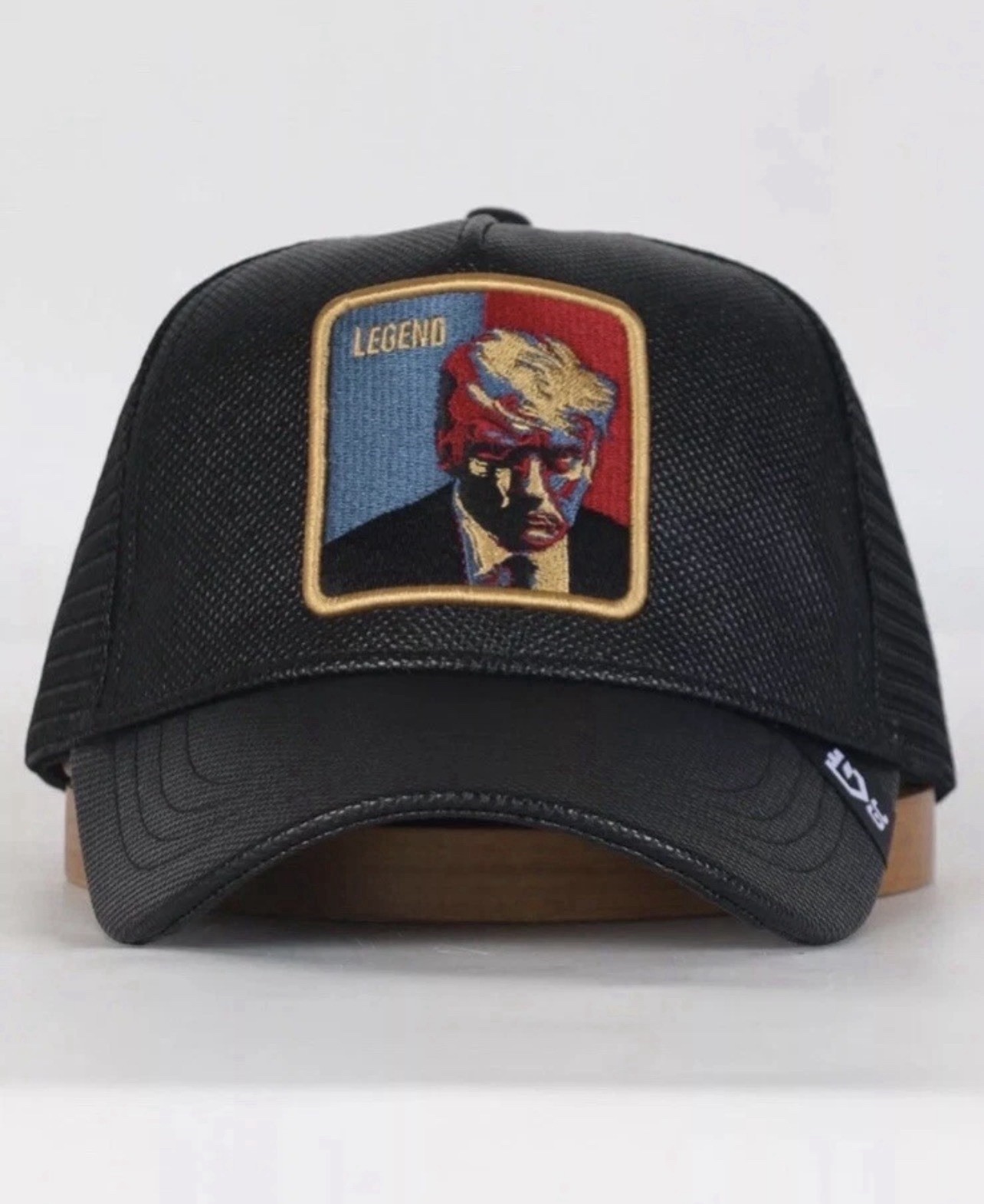Trump Snapback Hat Black MAGA Design Donald Trump Hat Leather Adjustable