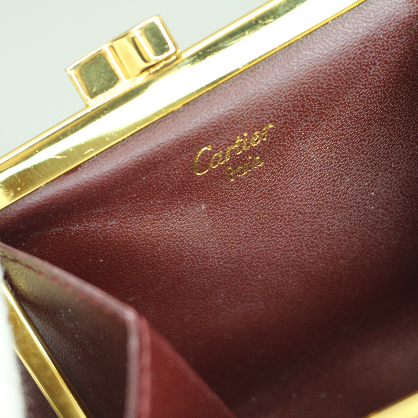 Cartier Vintage Coin Case Gama-guchi Leather Bordeaux Burgundy Coin Case 114