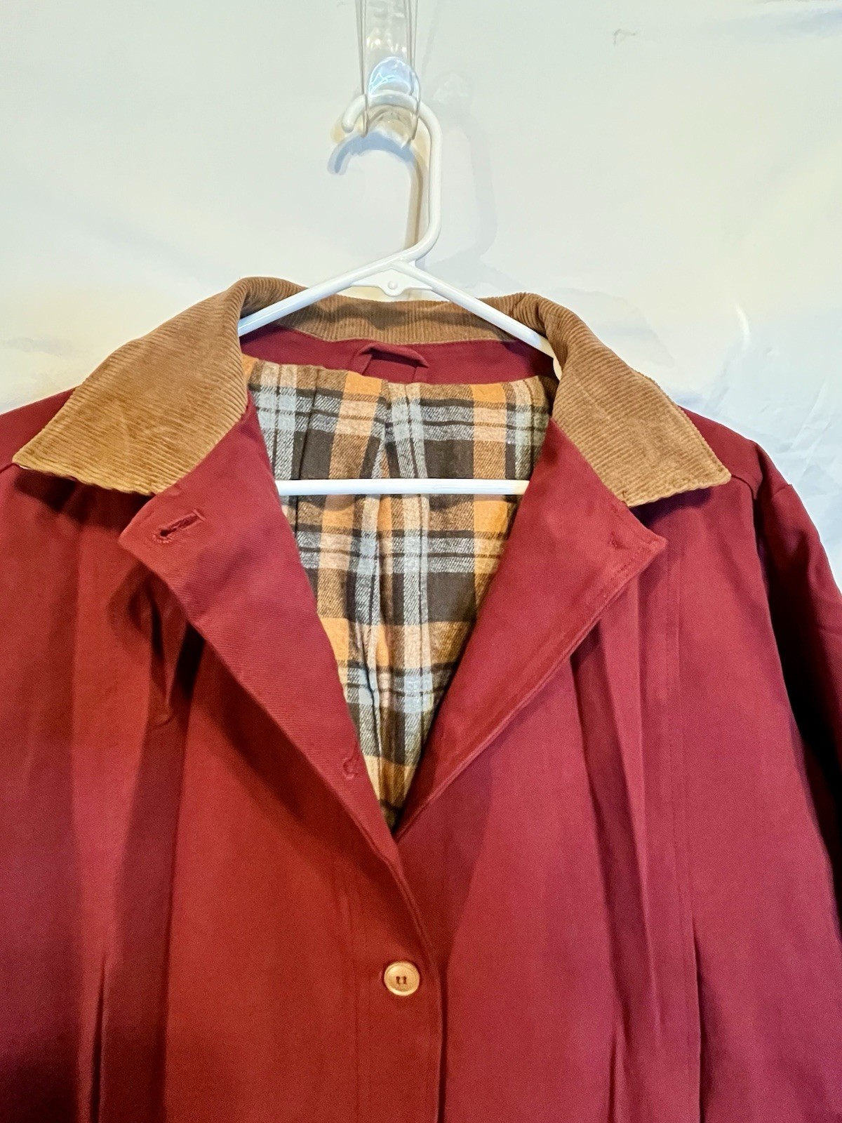 Women’s Brick Red Barn Jacket w Corduroy Collar/Cuffs Women’s Sz L New