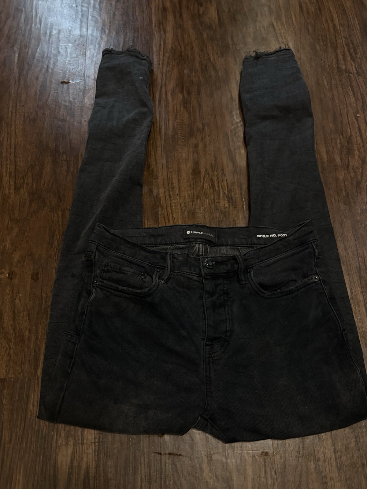 PURPLE BRAND Men’s Black Dark Wash Denim Skinny Slim Mid Rise 5-Pocket Jeans
