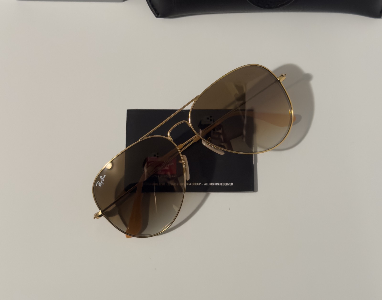 Ray-Ban RB3025 Gold Brown Gradient Aviator Sunglasses Unisex Ships Today