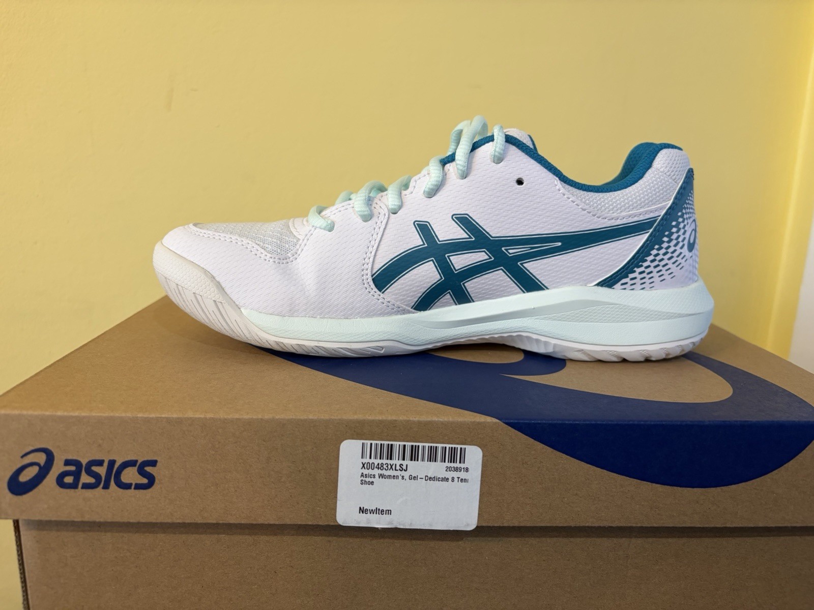 Size 8 – Asics Gel Dedicate 8 White Teal Blue